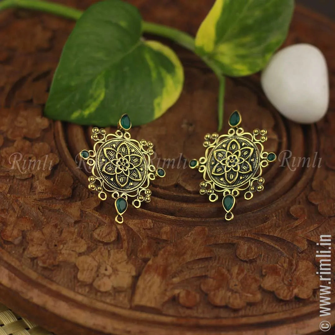 Antique Green Earrings - Rimli Boutique