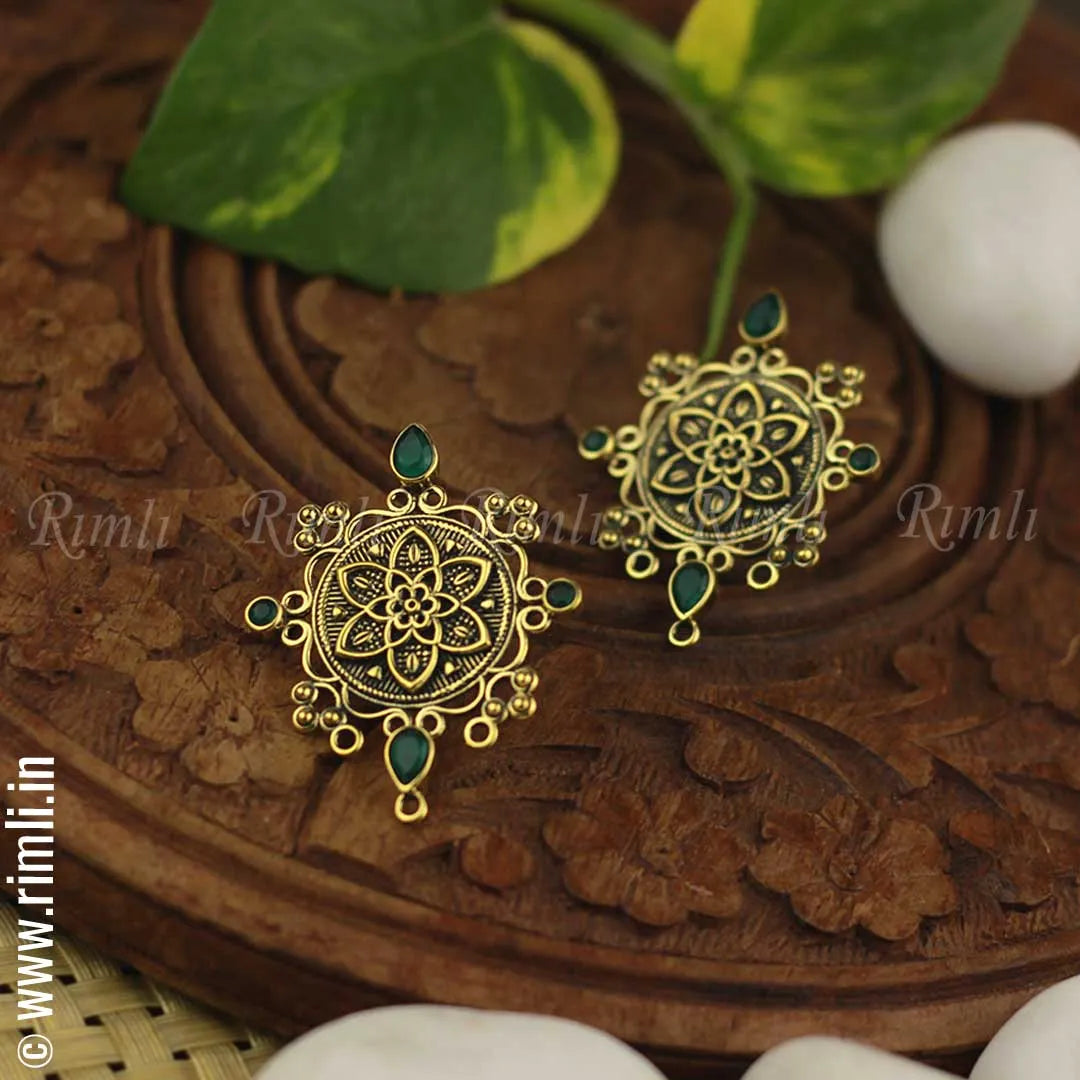 Antique Green Earrings - Rimli Boutique