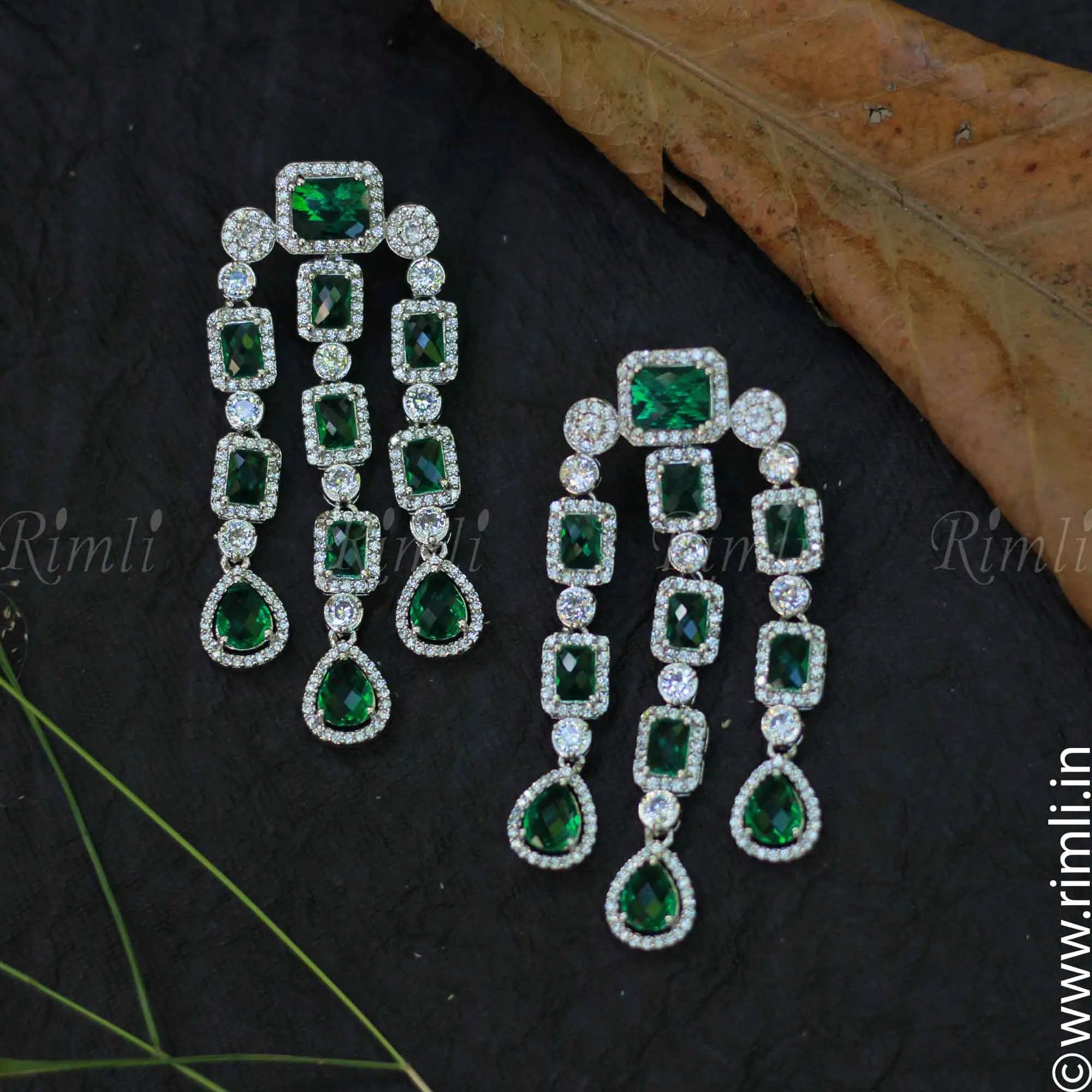 Green Chandelier Earrings - Rimli Boutique