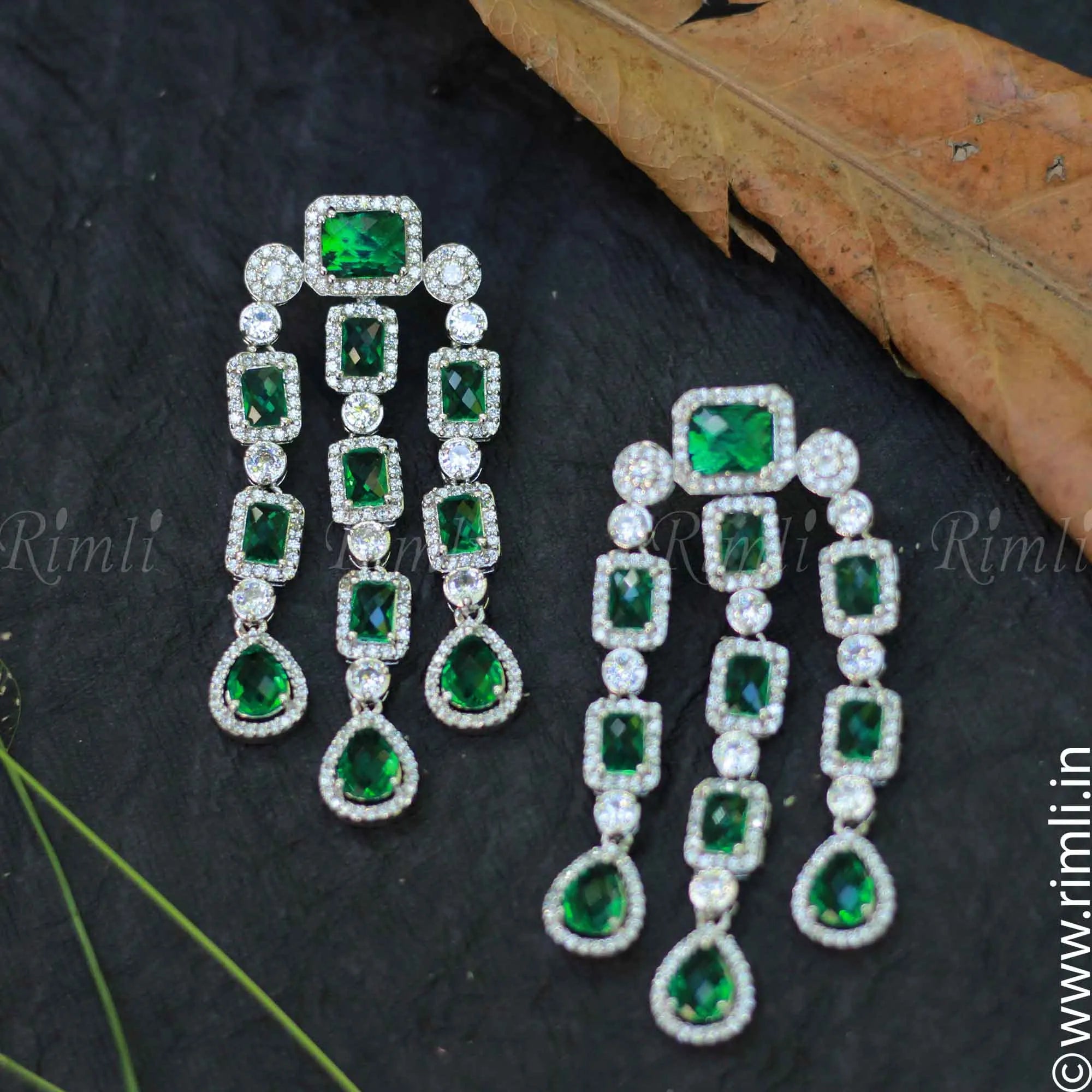 Green Chandelier Earrings - Rimli Boutique