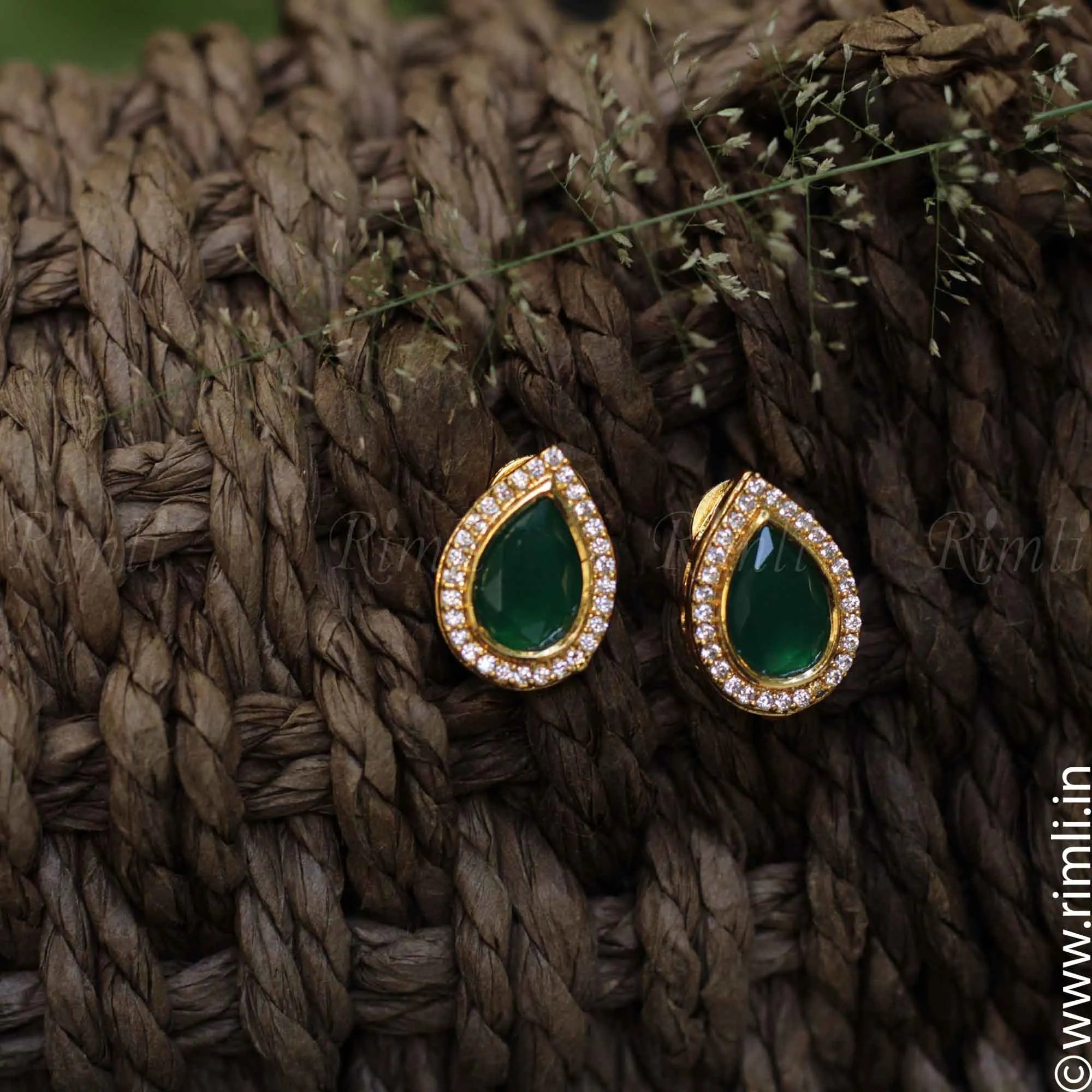 Green Stone Earrings - Rimli Boutique