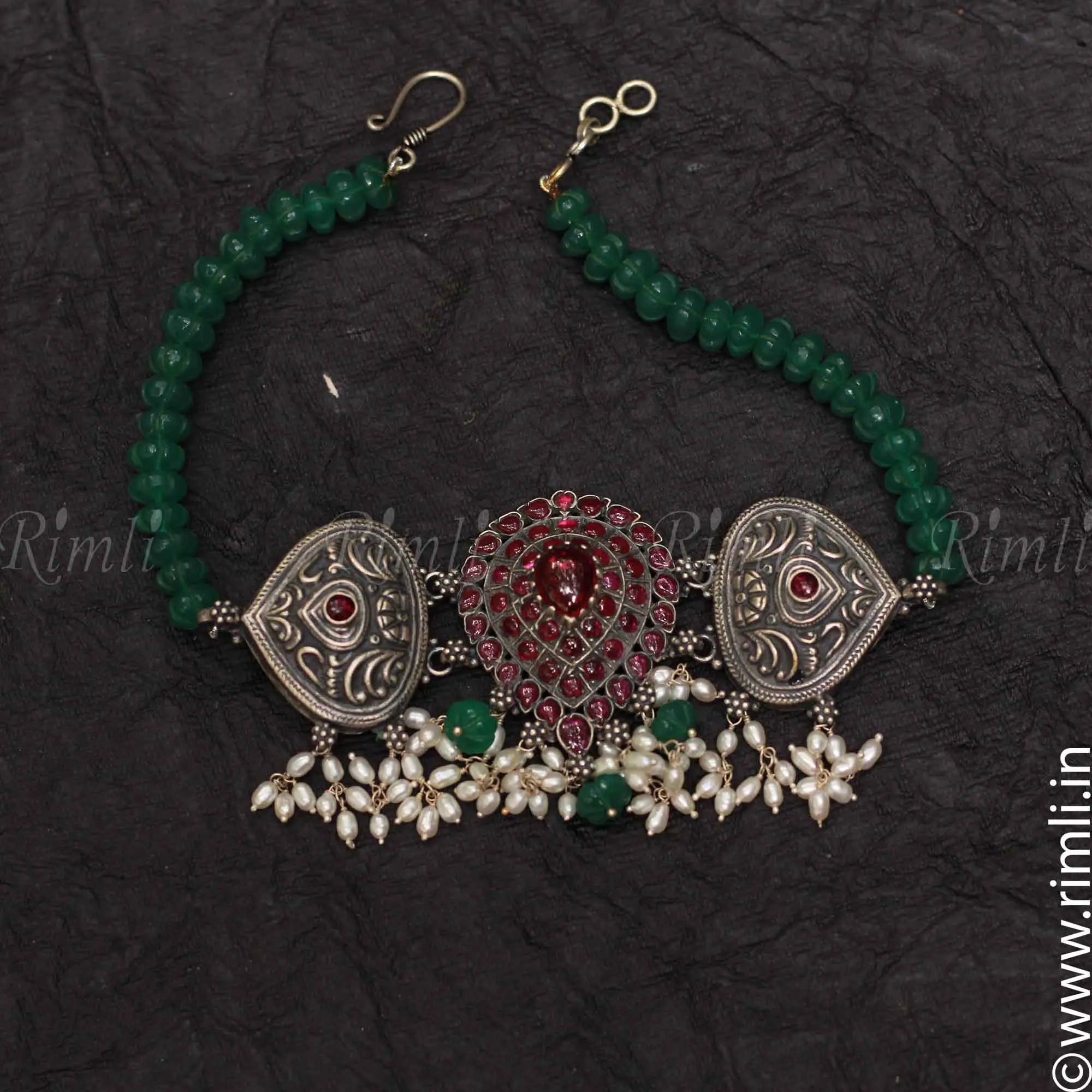 Green Silver Choker - Rimli Boutique