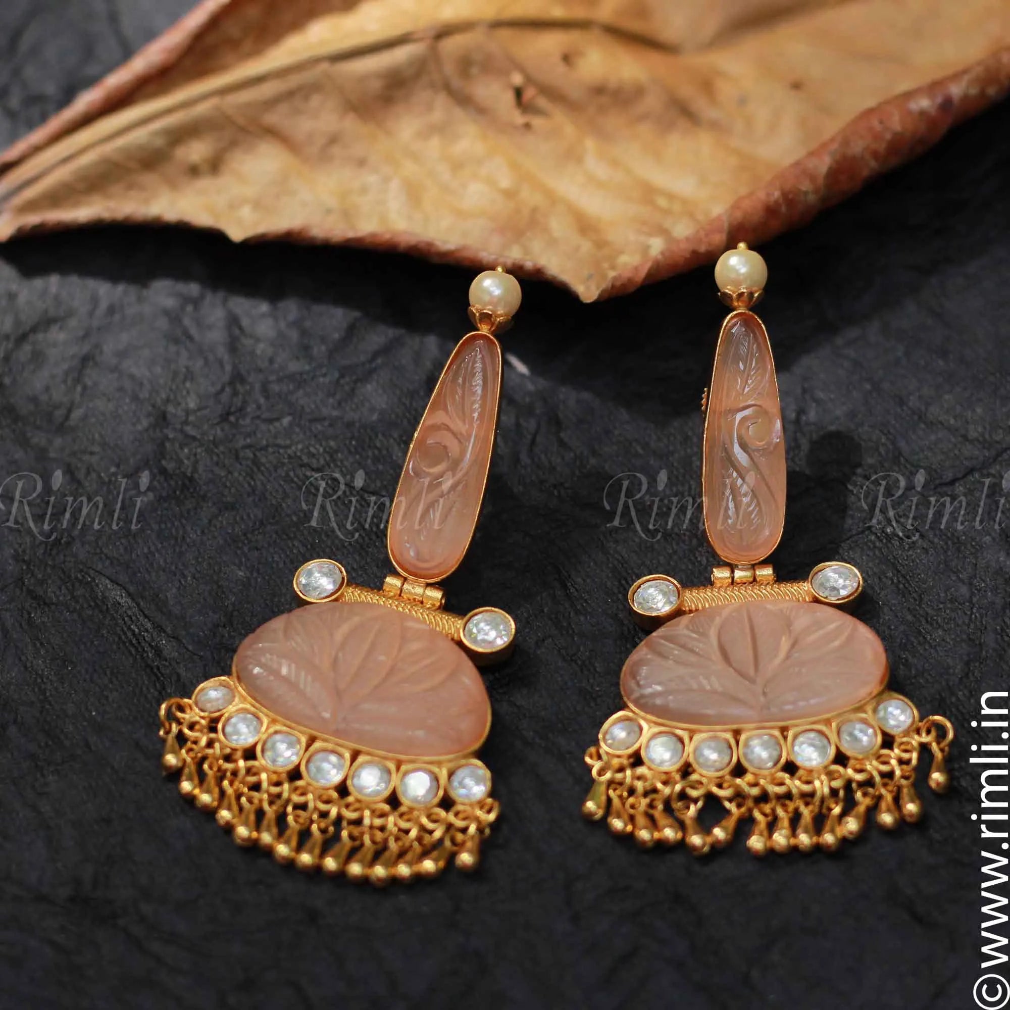 Floral Peach Earrings - Rimli Boutique