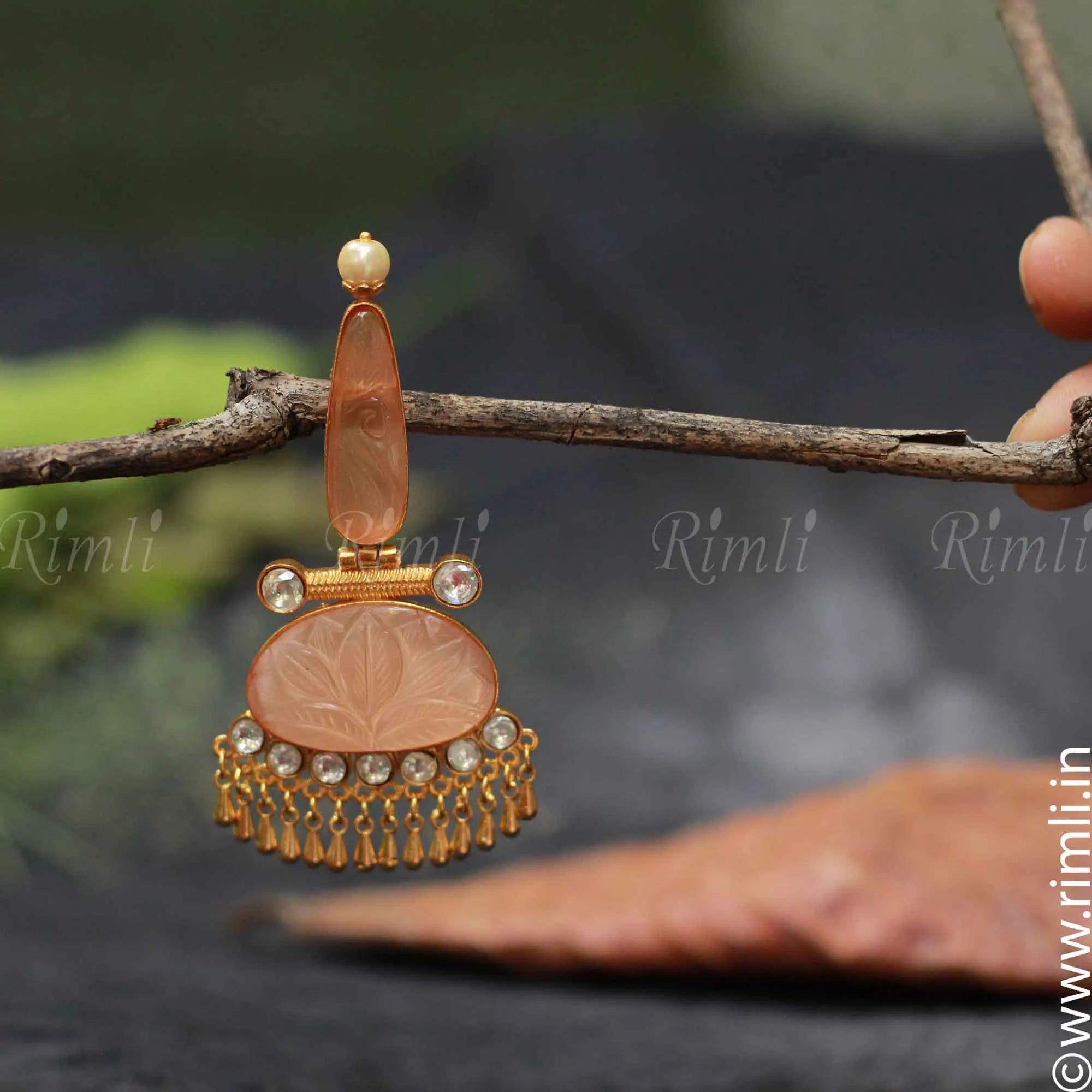 Floral Peach Earrings - Rimli Boutique