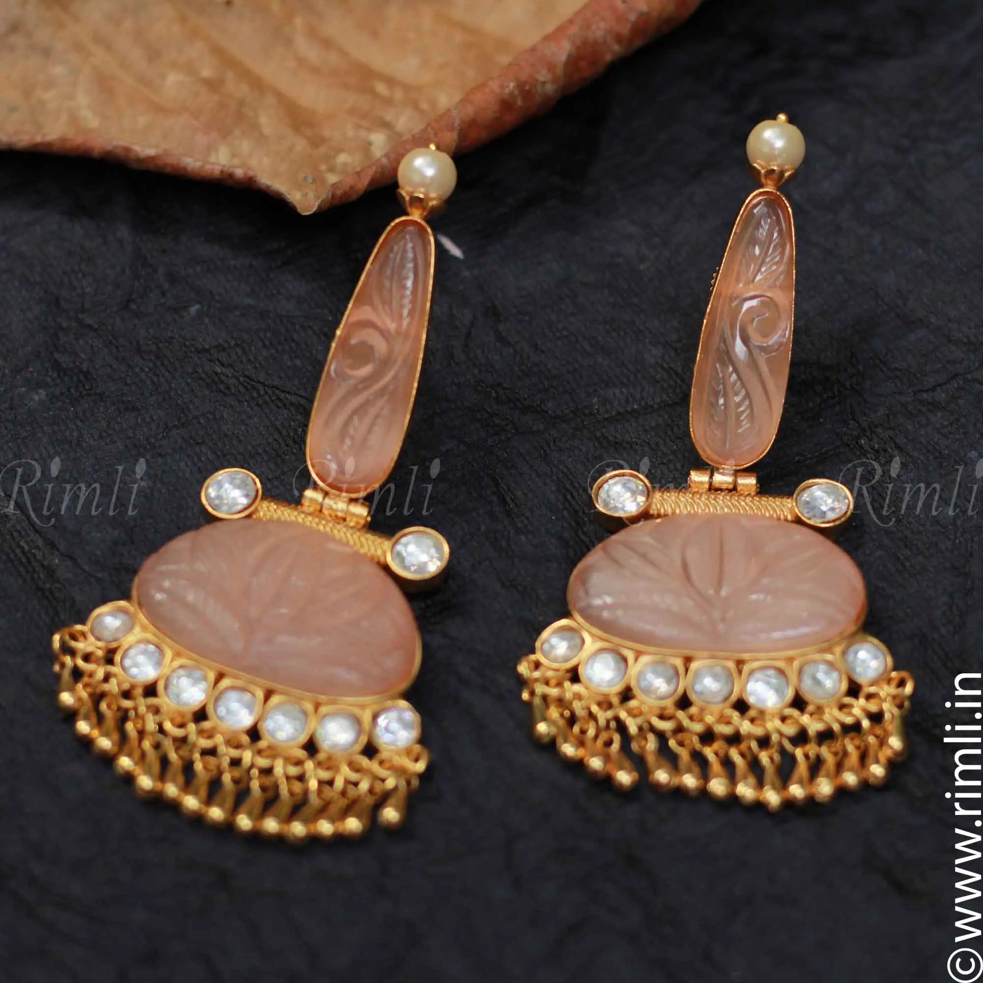 Floral Peach Earrings - Rimli Boutique