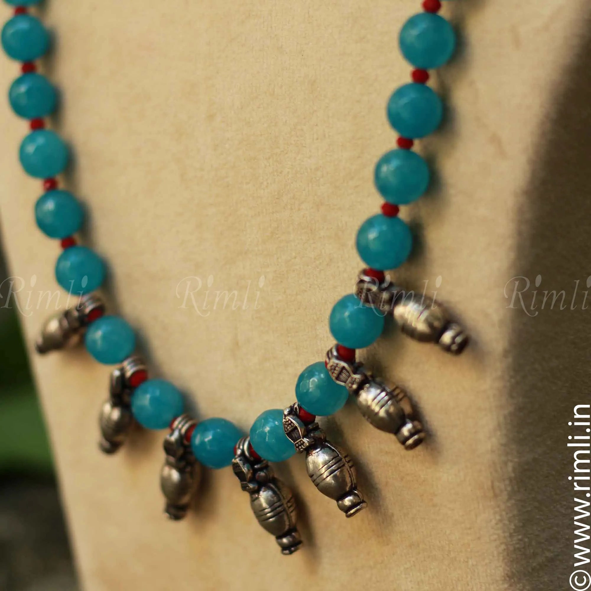 Casual Blue Beaded Necklace - Rimli Boutique