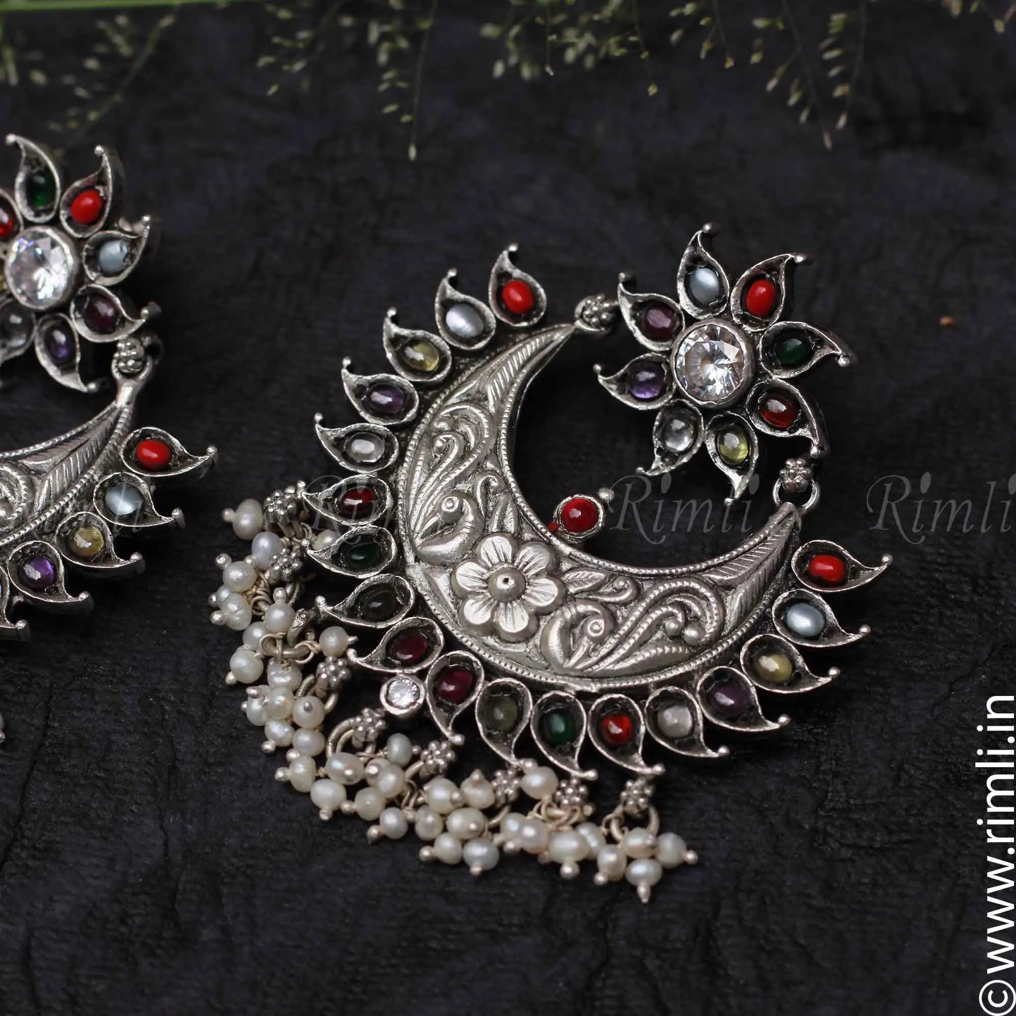 Silver Chandbali Earrings - Rimli Boutique