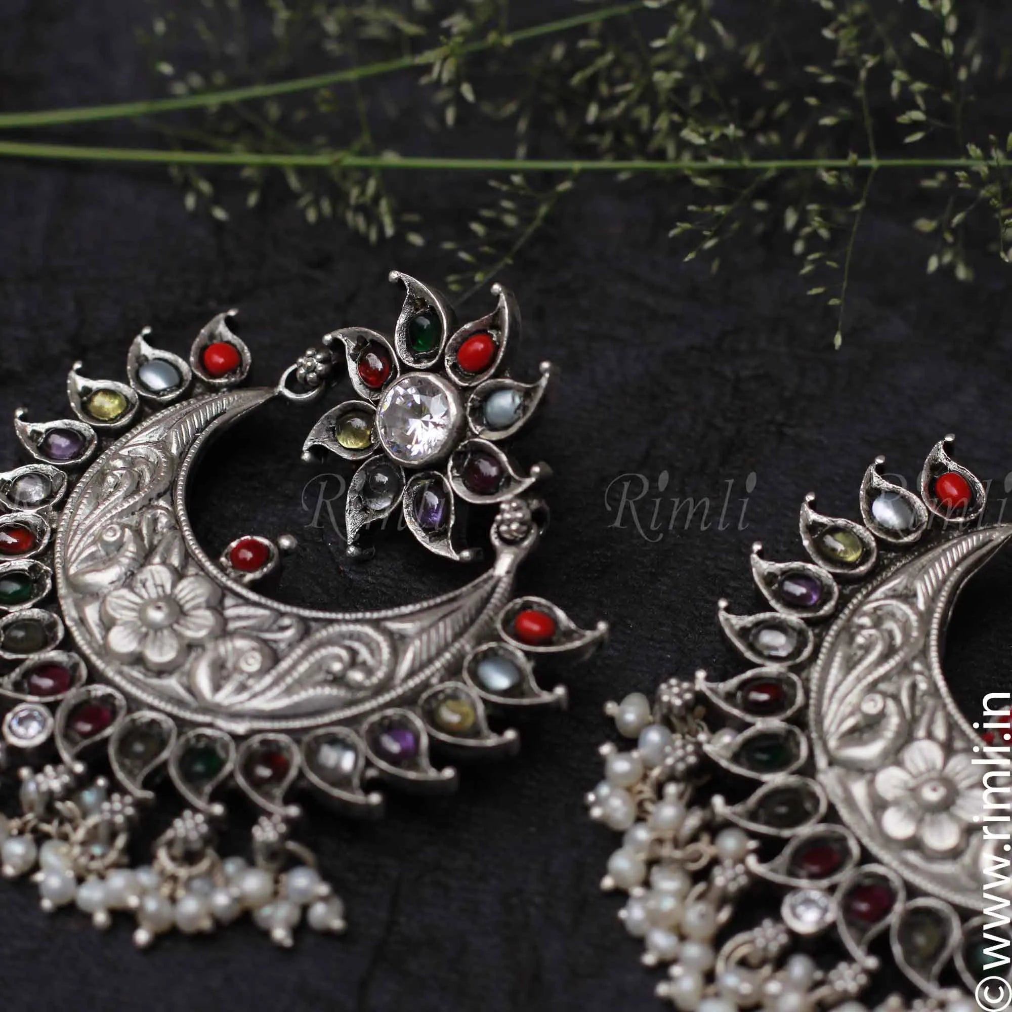 Silver Chandbali Earrings - Rimli Boutique