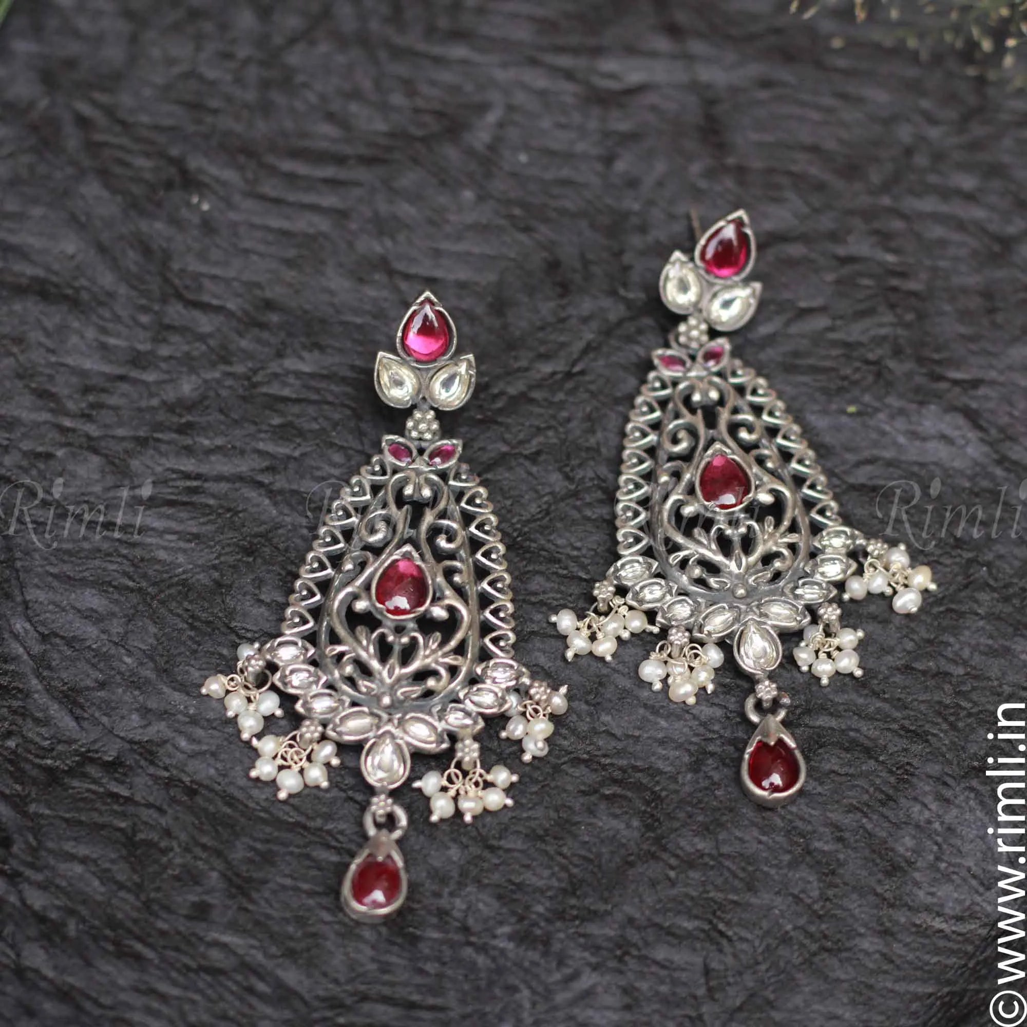 Ethnic Silver Earrings - Rimli Boutique