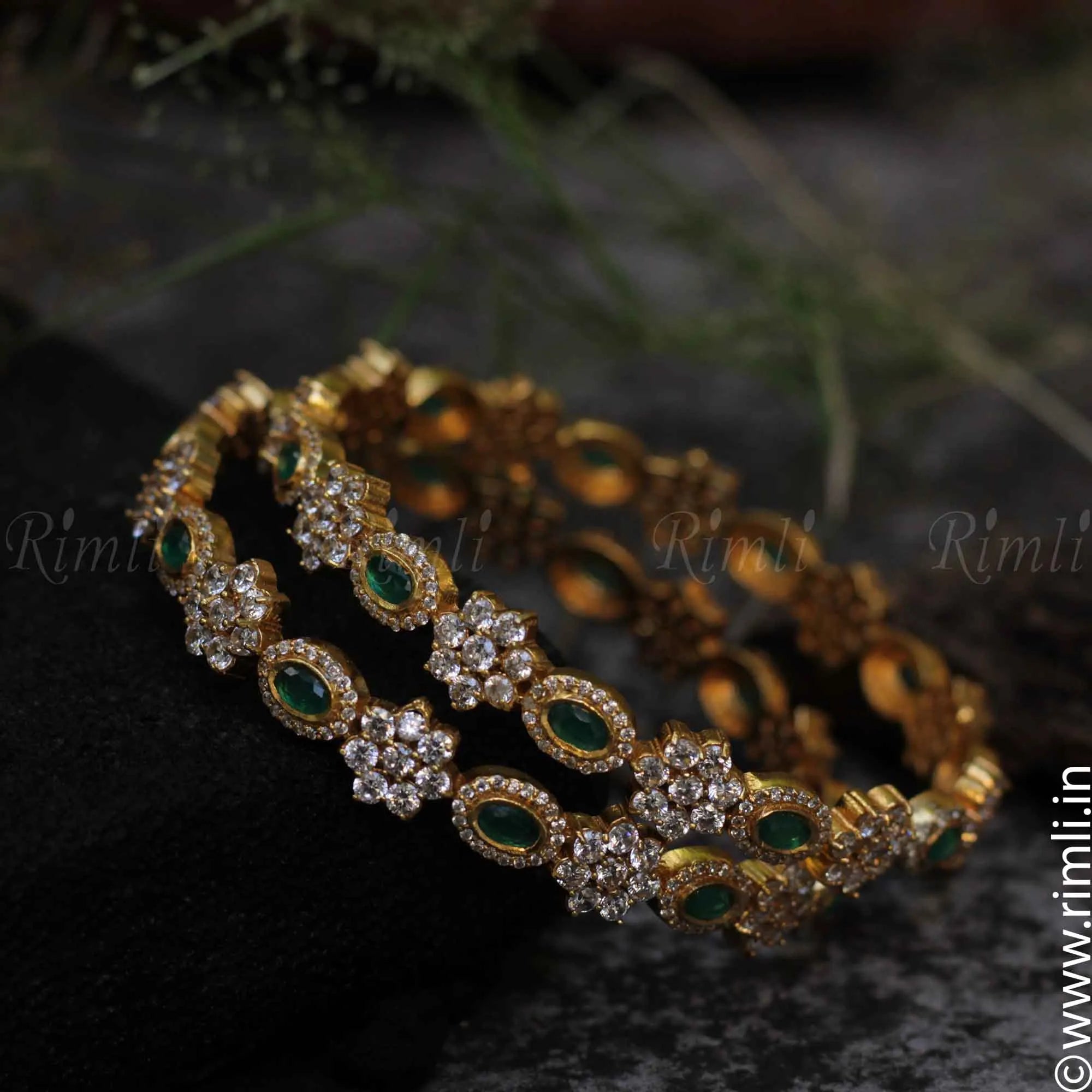Green Stone Bangles - Rimli Boutique