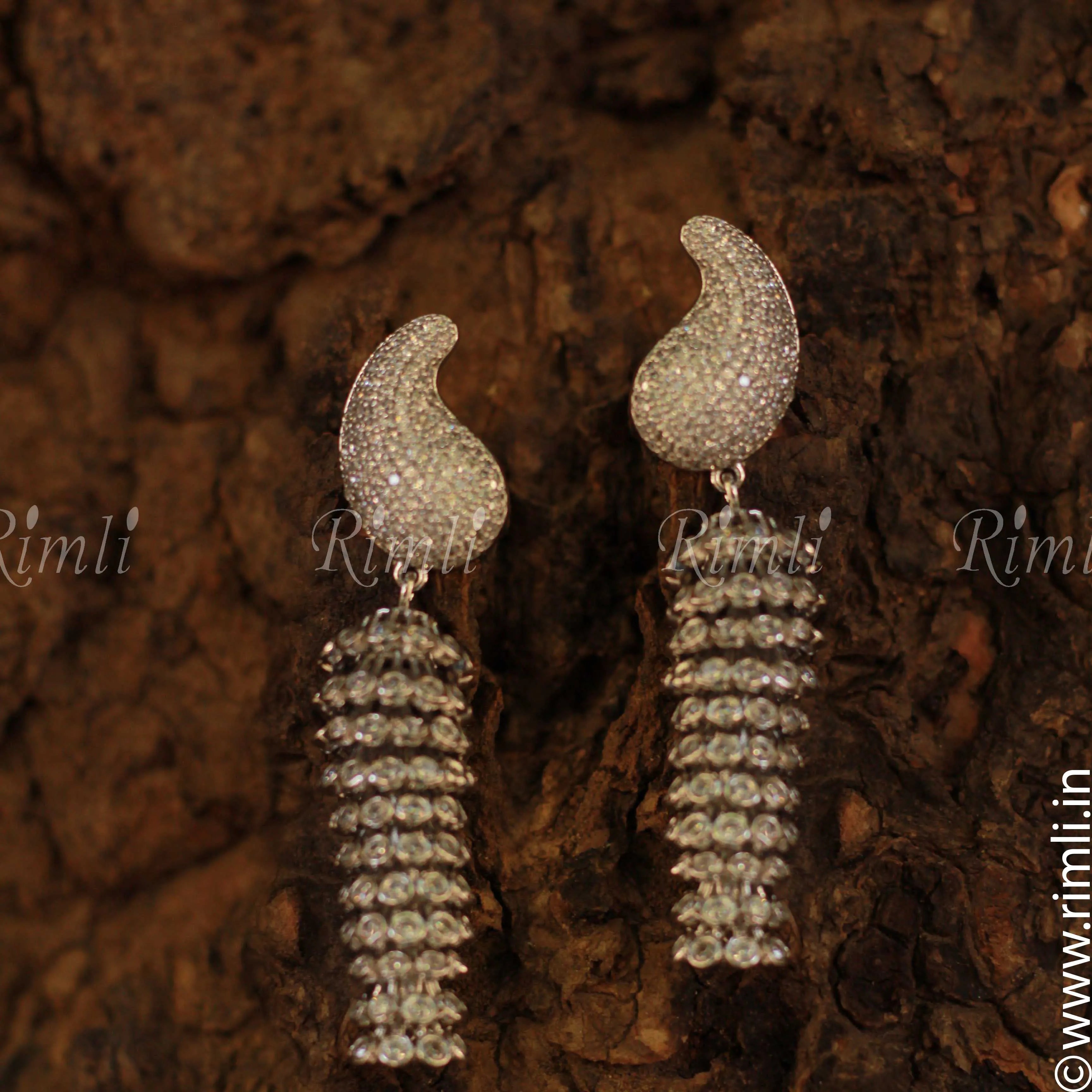 White Stone Earrings - Rimli Boutique