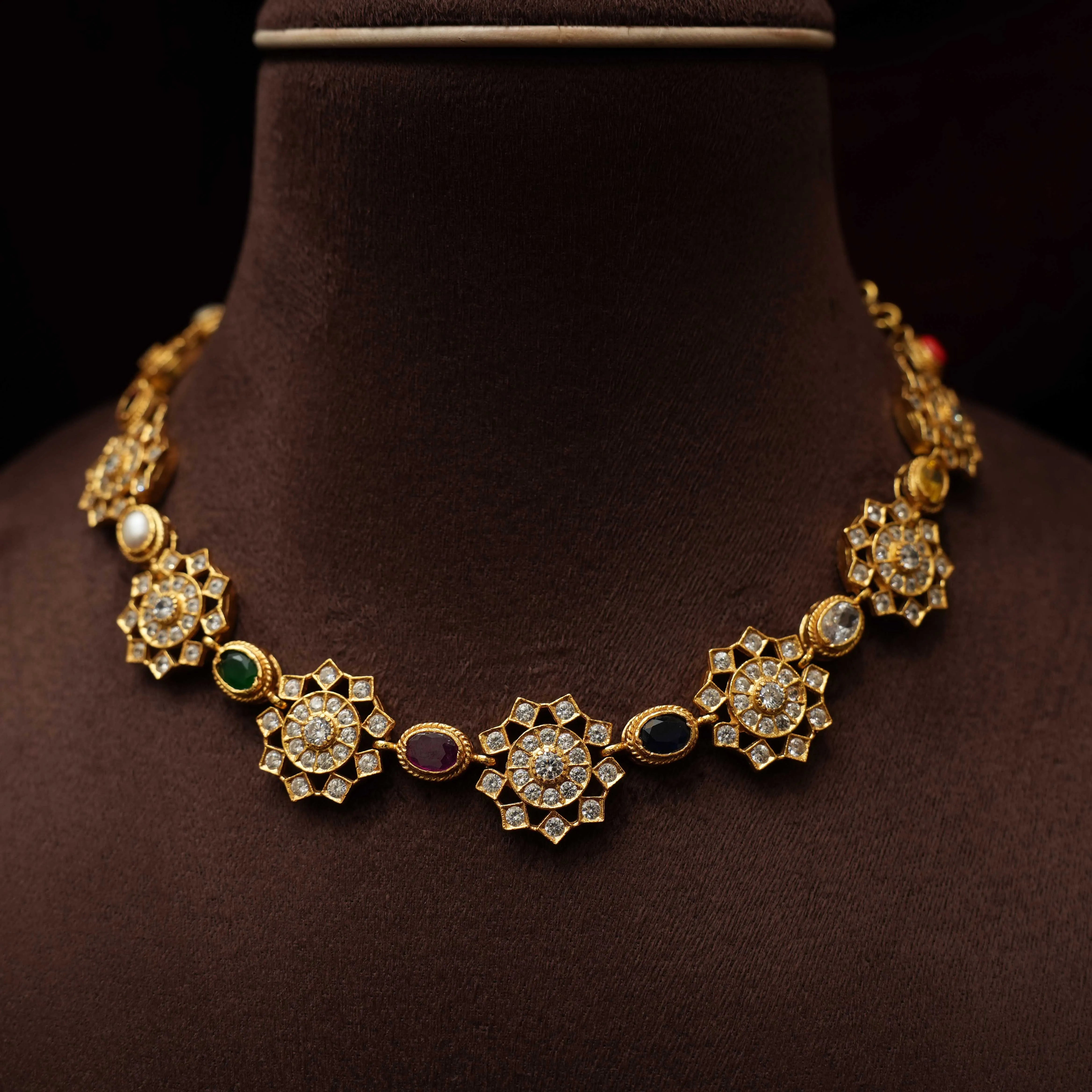 Sumana Silver Navarathna Necklace - Rimli Boutique