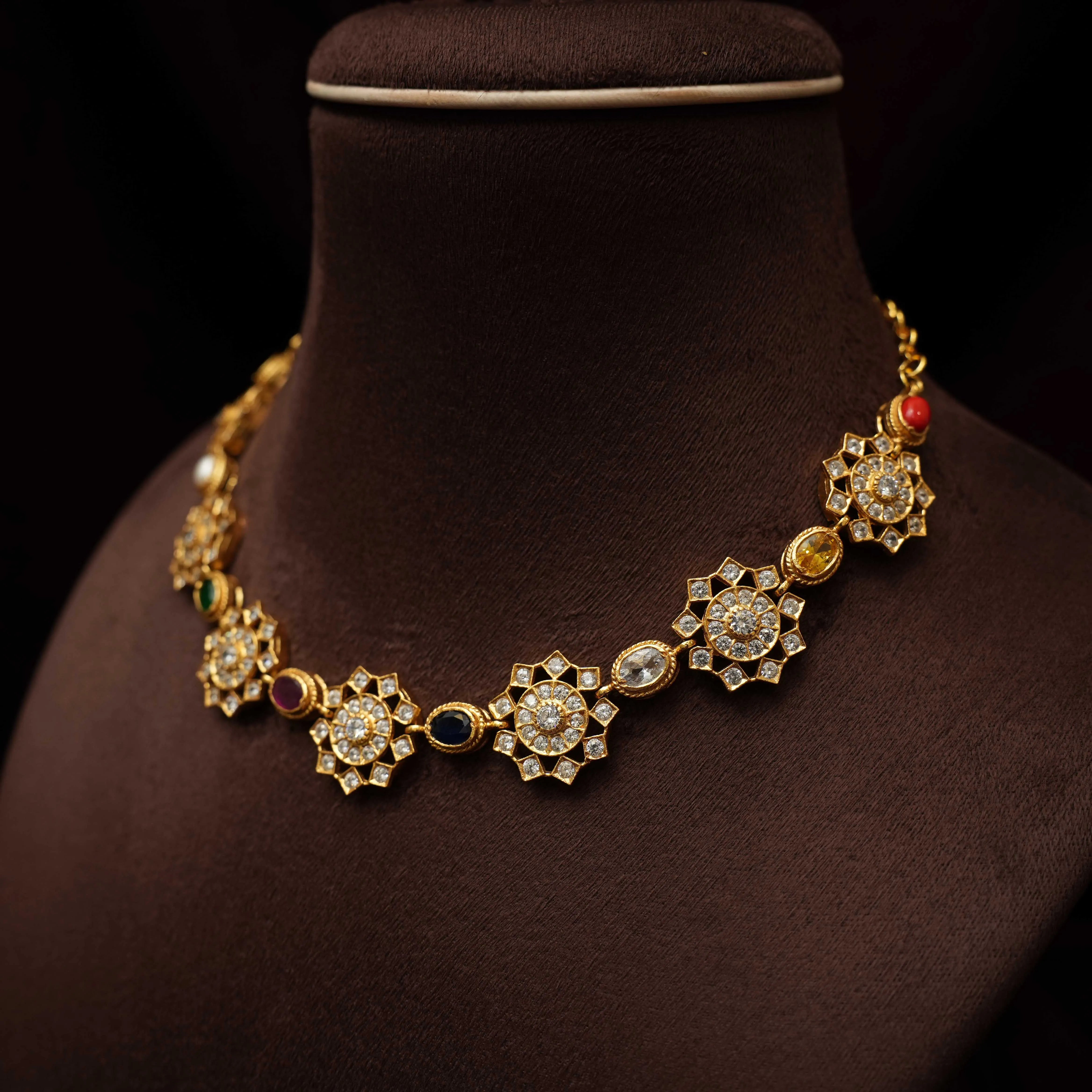 Sumana Silver Navarathna Necklace - Rimli Boutique