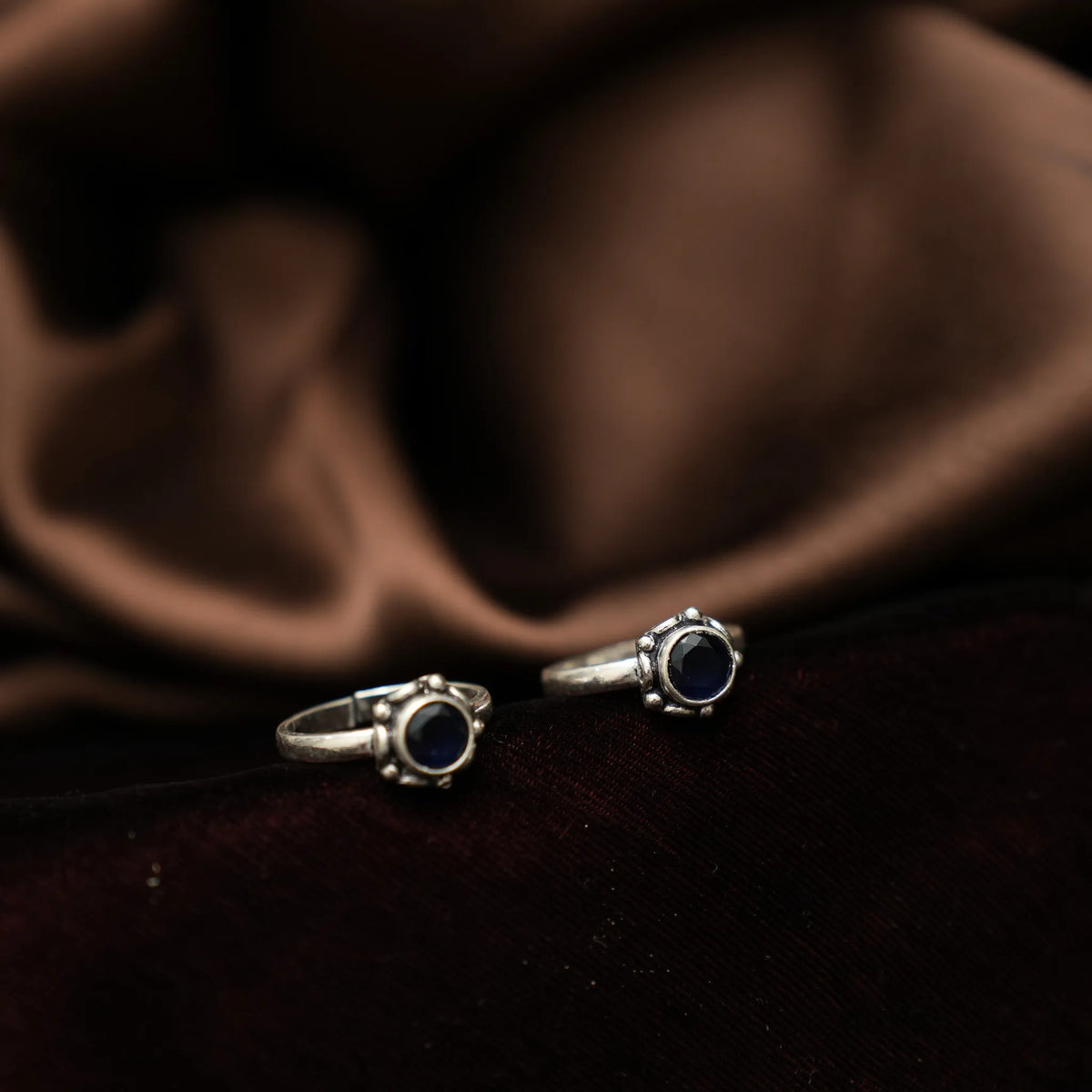 Raasya Silver Toe Ring - Blue