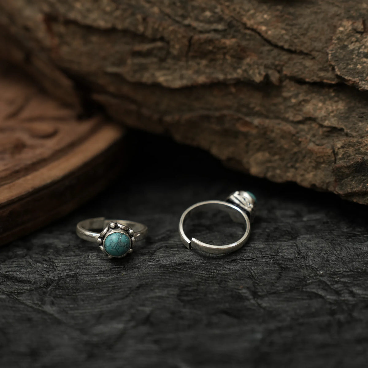 Raasya Silver Toe Ring - Turquoise
