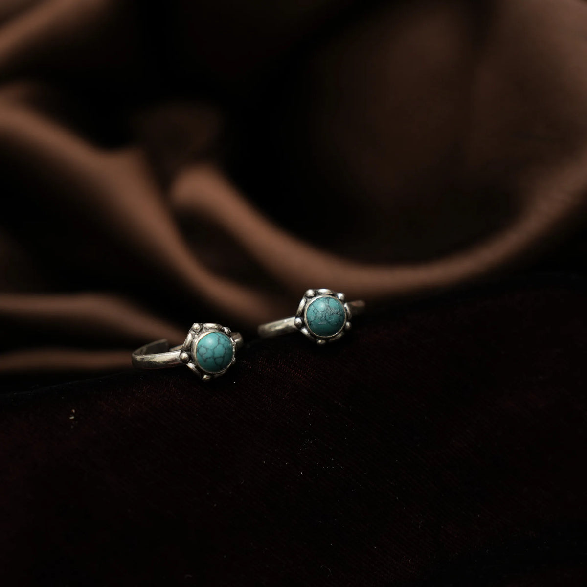 Raasya Silver Toe Ring - Turquoise