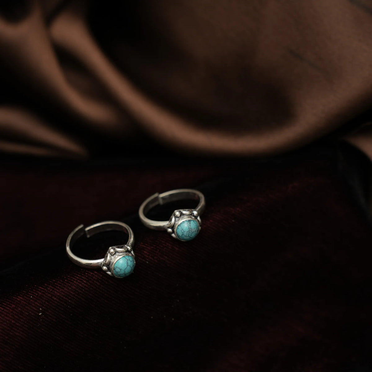 Raasya Silver Toe Ring - Turquoise