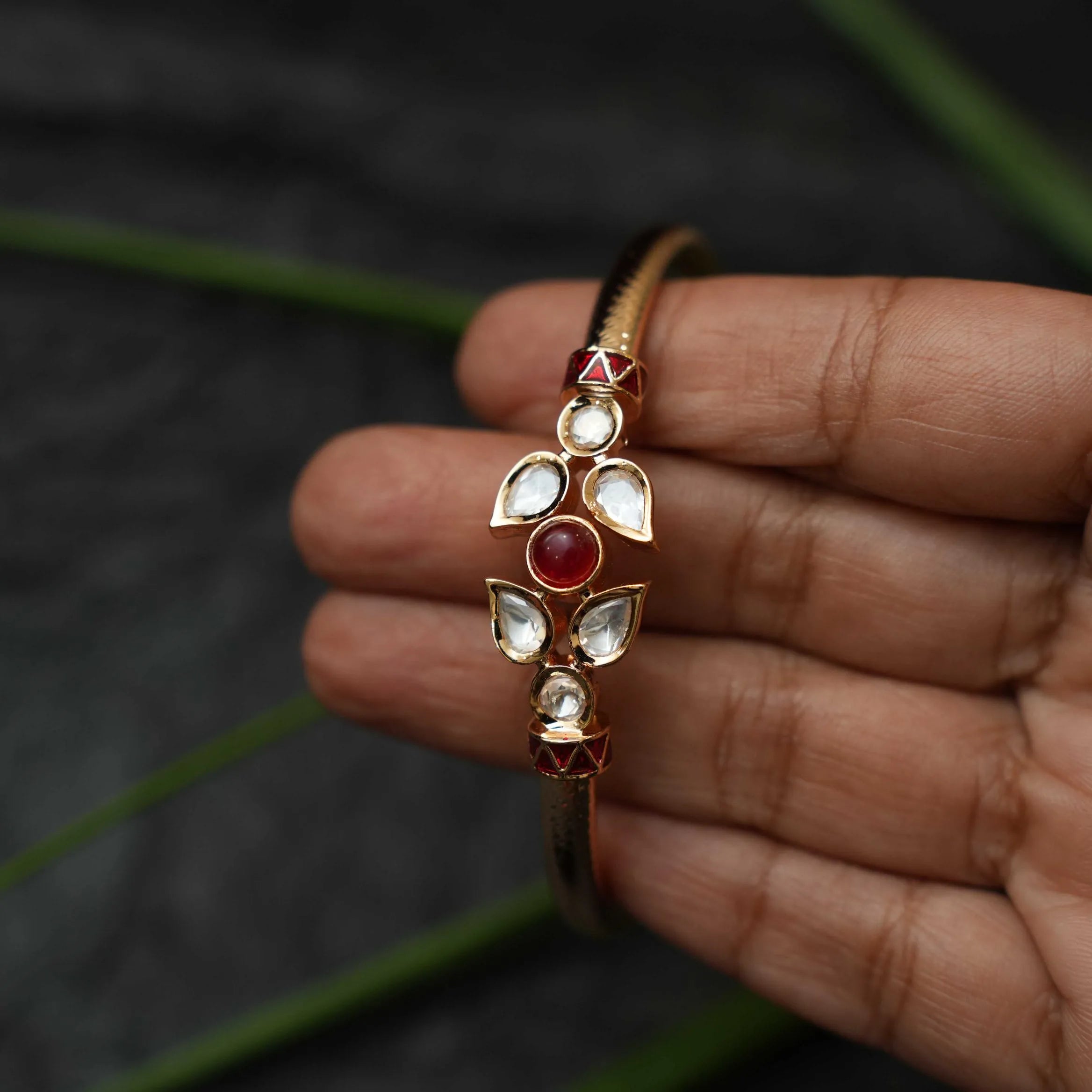 Rabiya Kundan Bracelet - Red