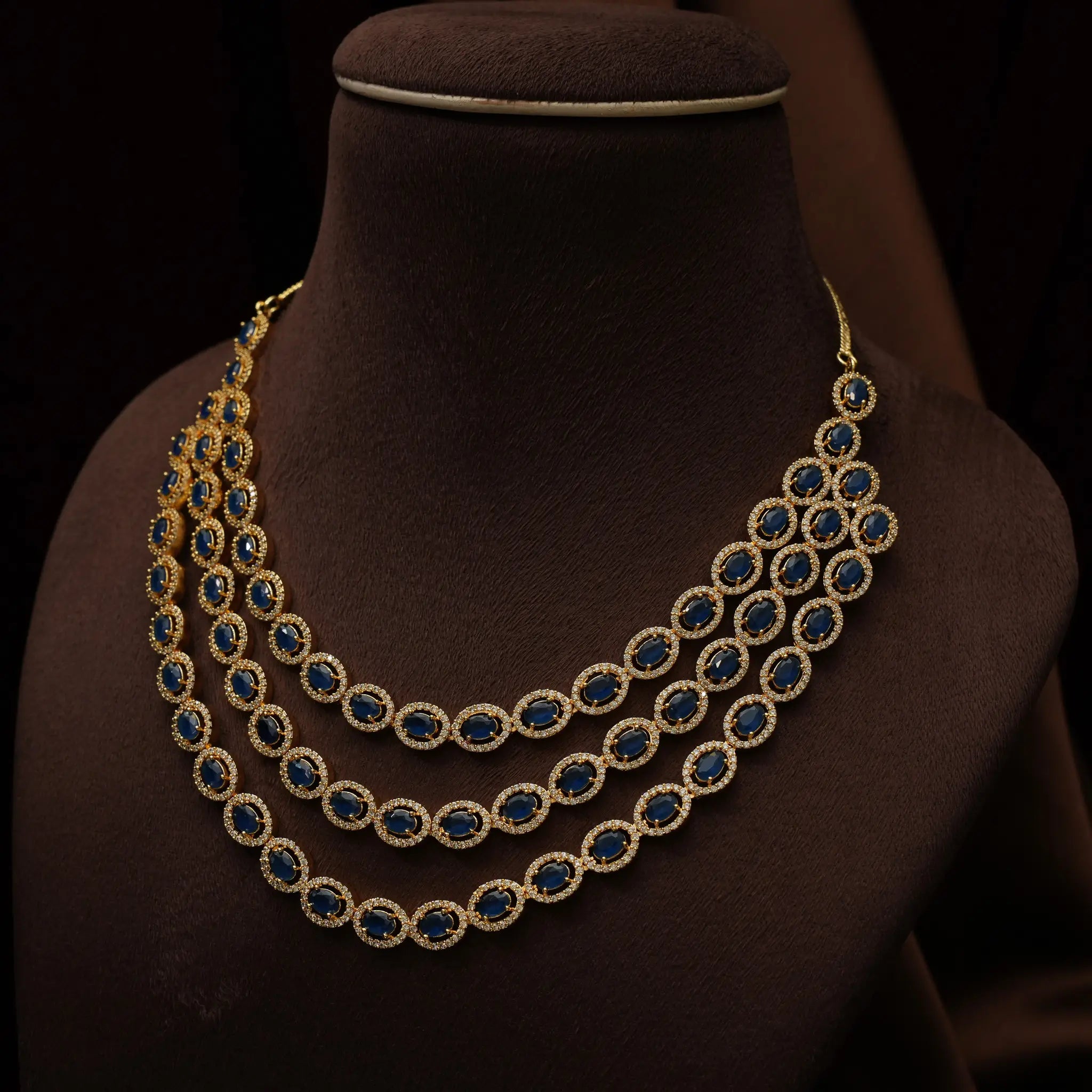 Radha Zircon Necklace - Blue