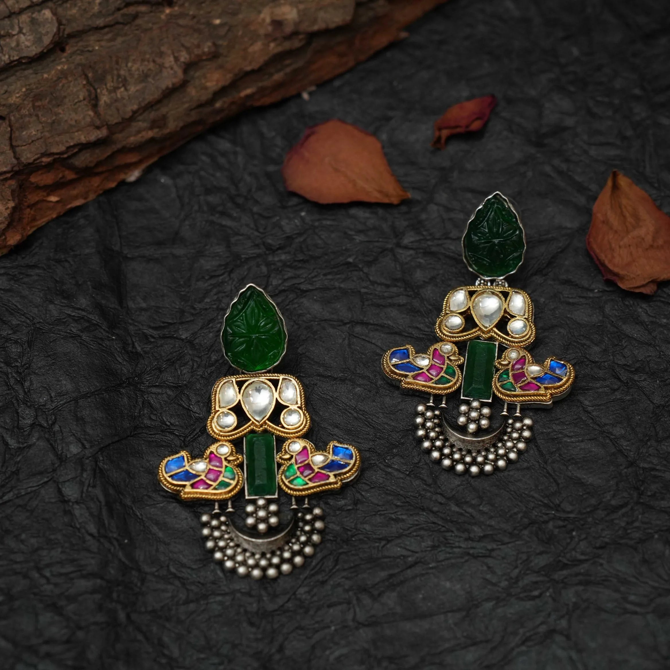 Raiden Antique Earrings - Green