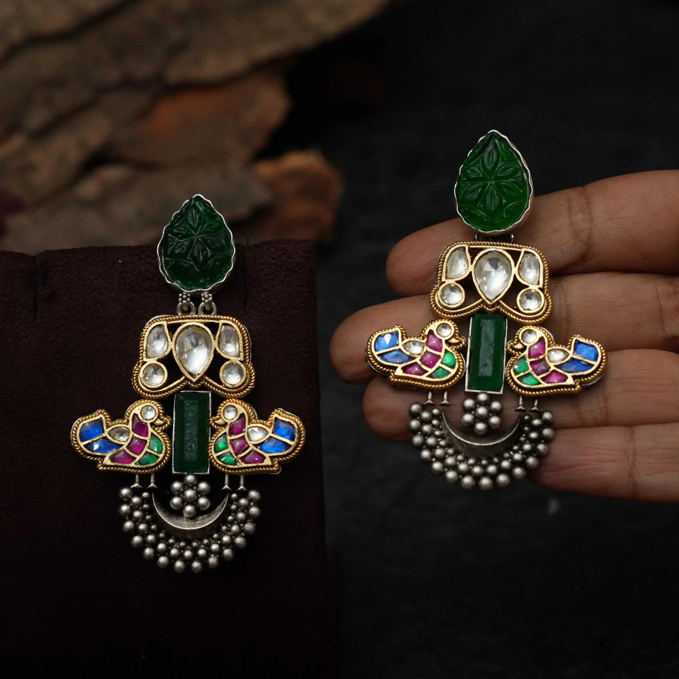 Raiden Antique Earrings - Green
