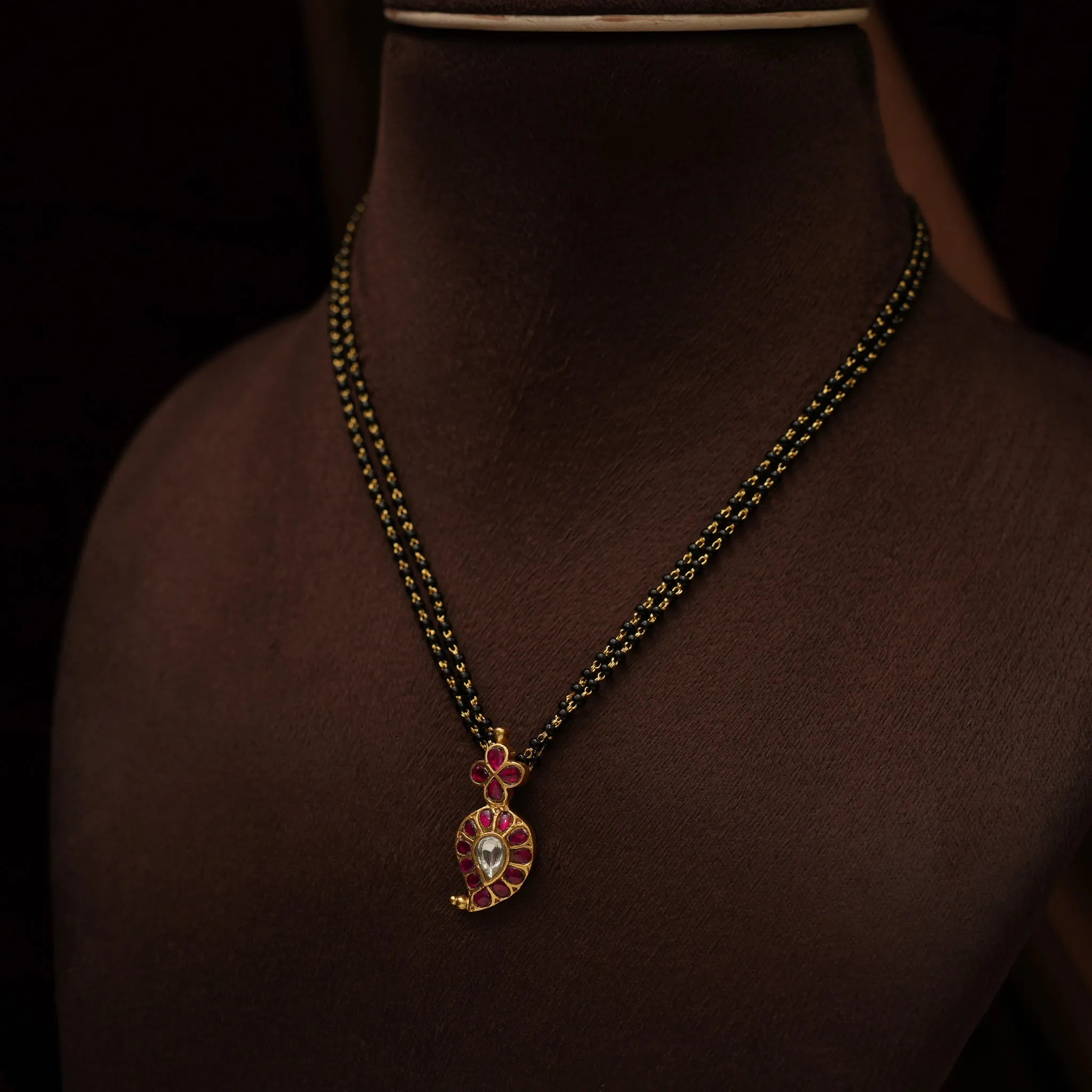 Rajani Antique Mangalsutra Necklace -Red
