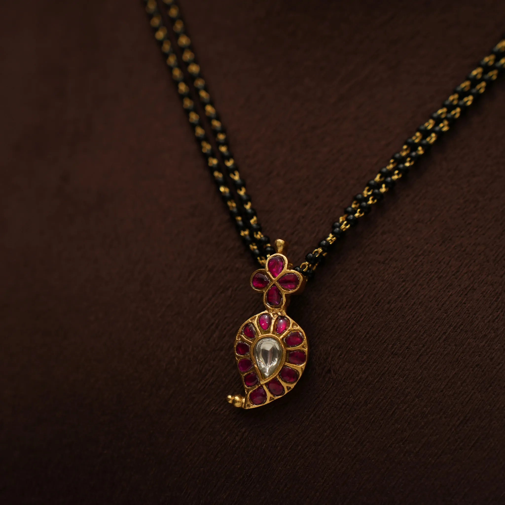 Rajani Antique Mangalsutra Necklace -Red
