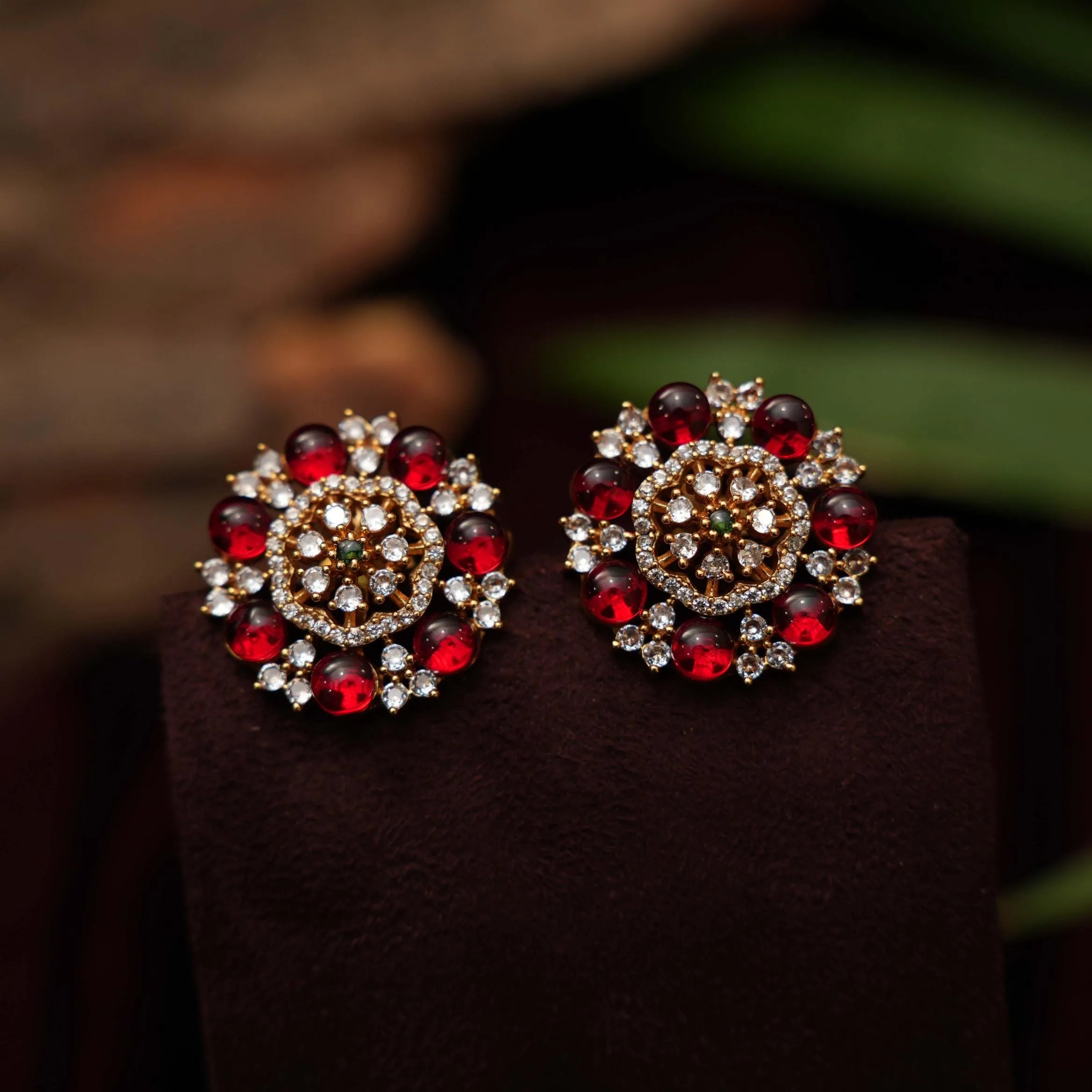 Raka Ear Stud - Red - Rimli Boutique