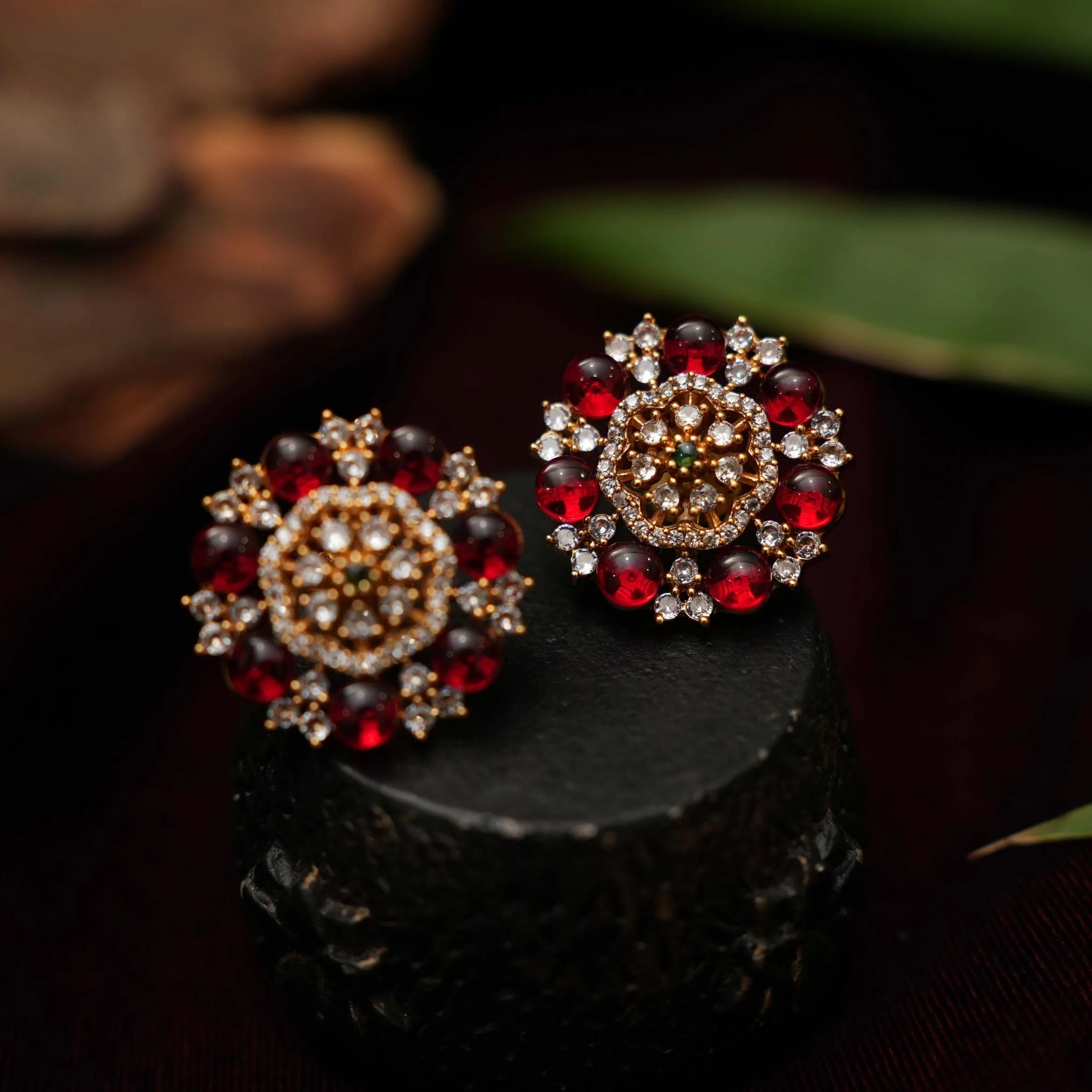 Raka Ear Stud - Red - Rimli Boutique