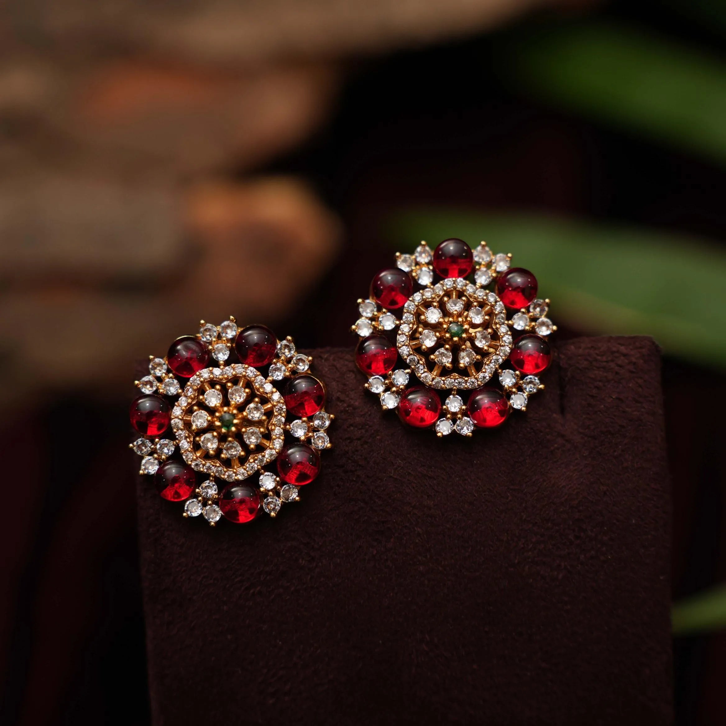 Raka Ear Stud - Red - Rimli Boutique