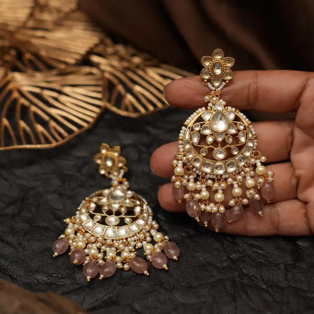 Ramhi Polki Chandbali Earrings