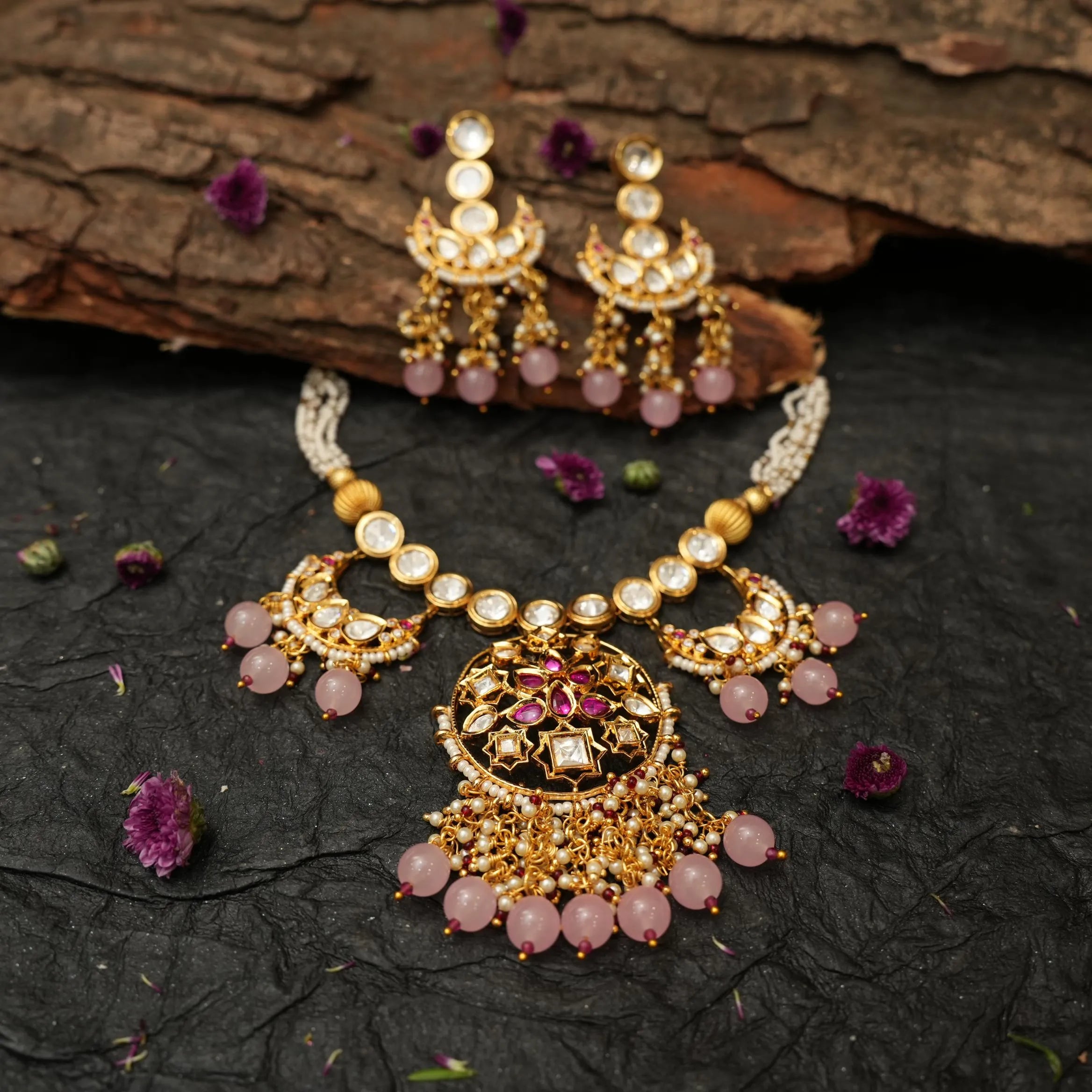 Rashana Pastel Chand Necklace Set