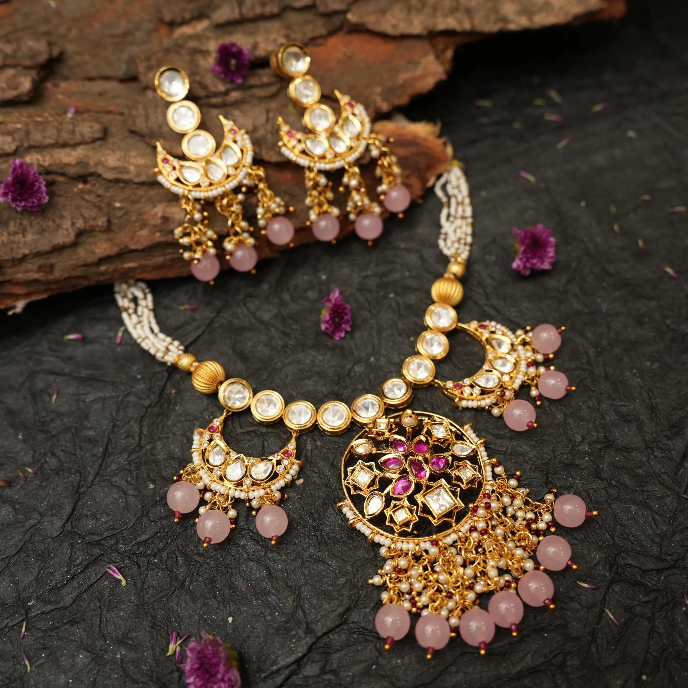 Rashana Pastel Chand Necklace Set