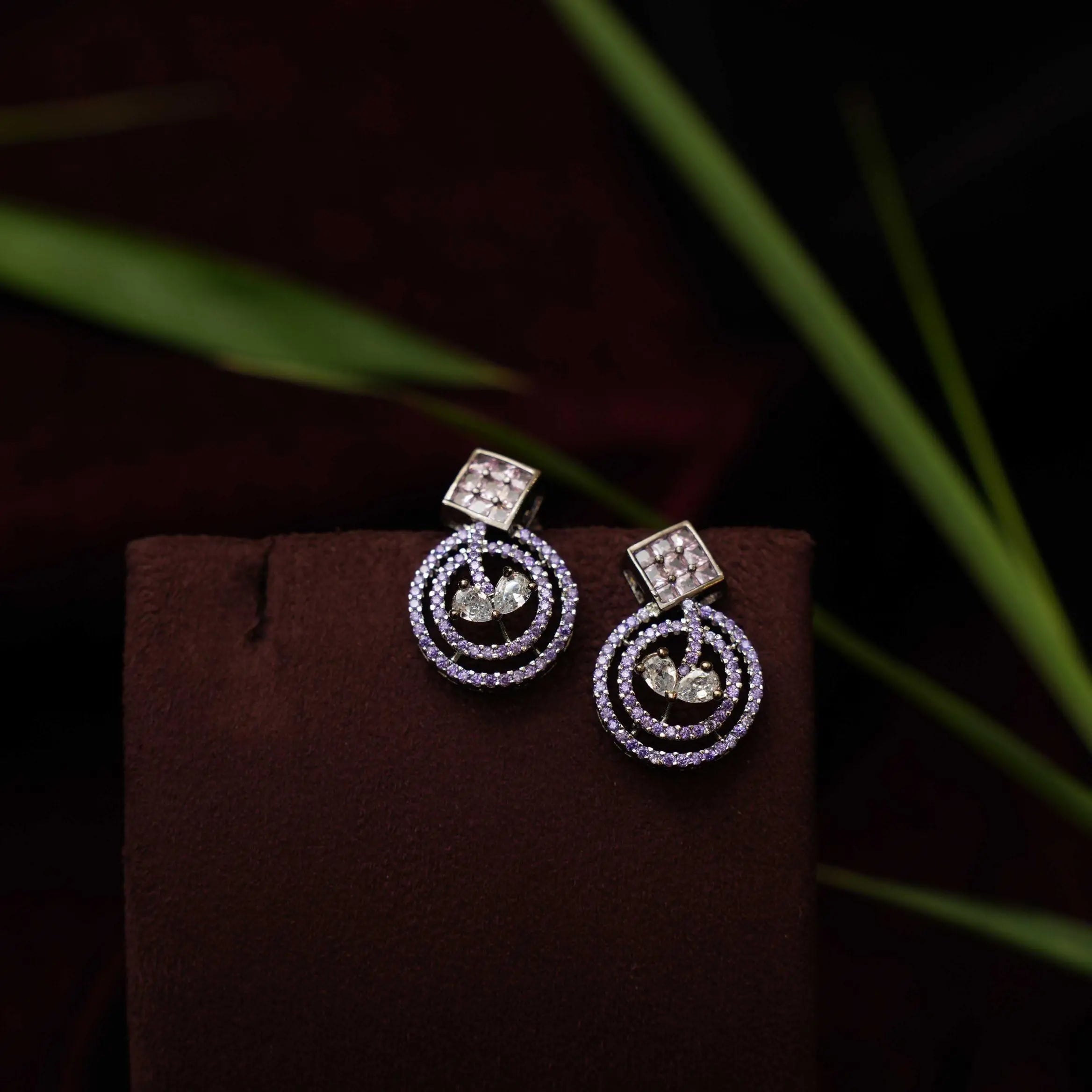 Rashika Zircon Earrings - Lilac