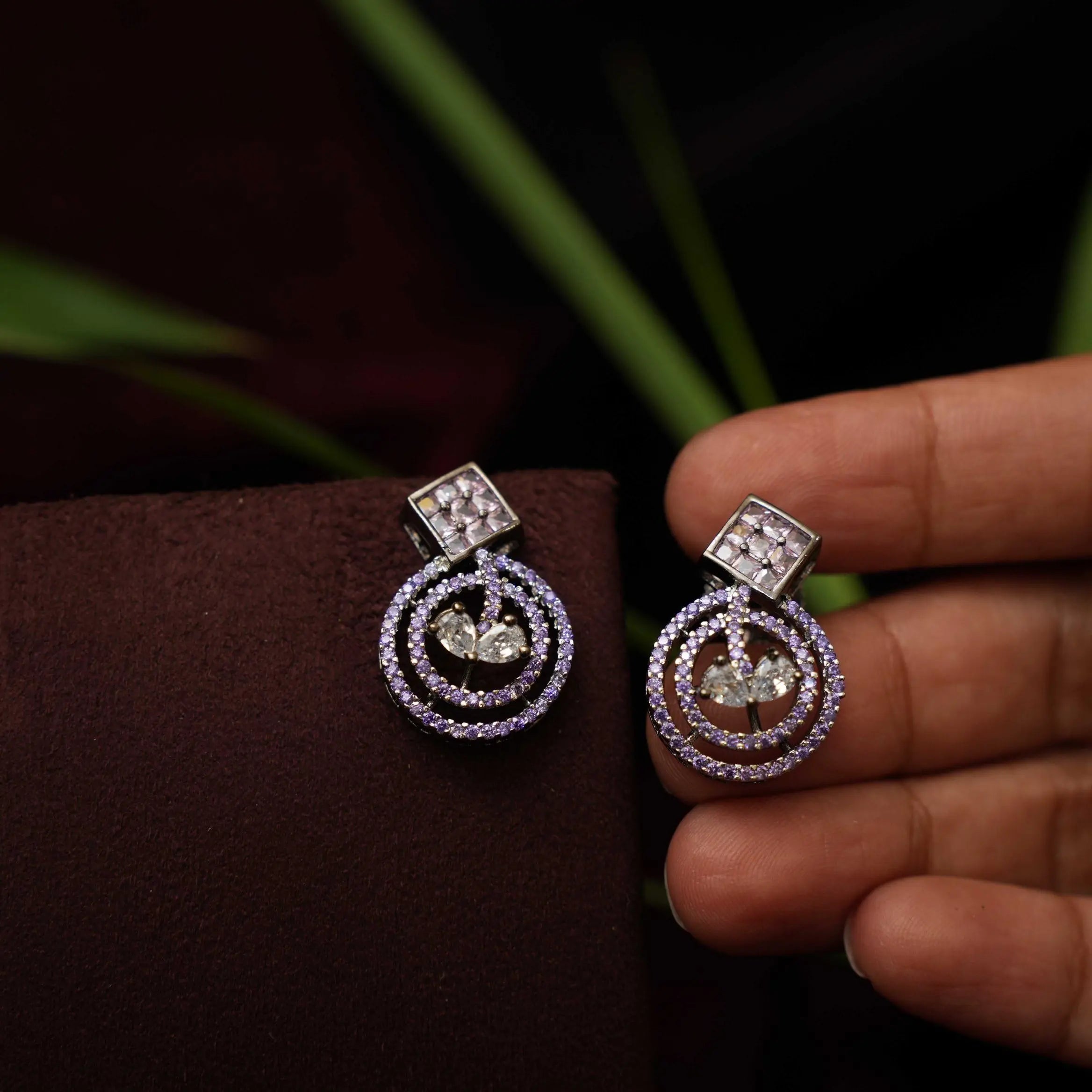Rashika Zircon Earrings - Lilac