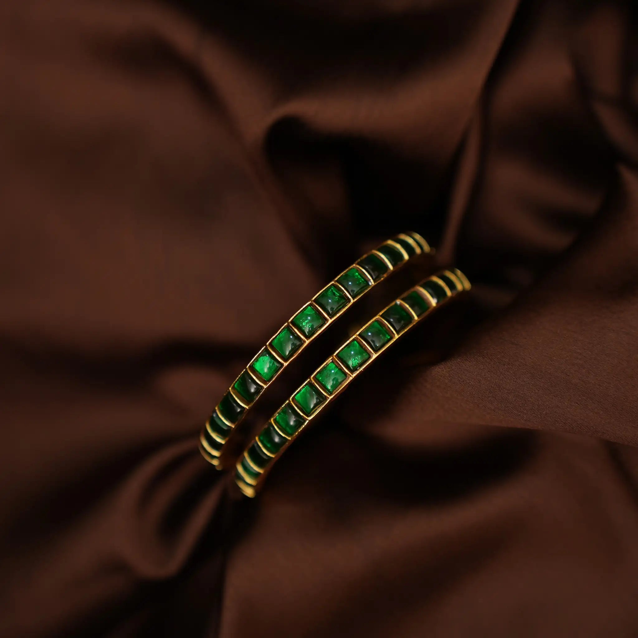 Rekha Polki Bangles - Green