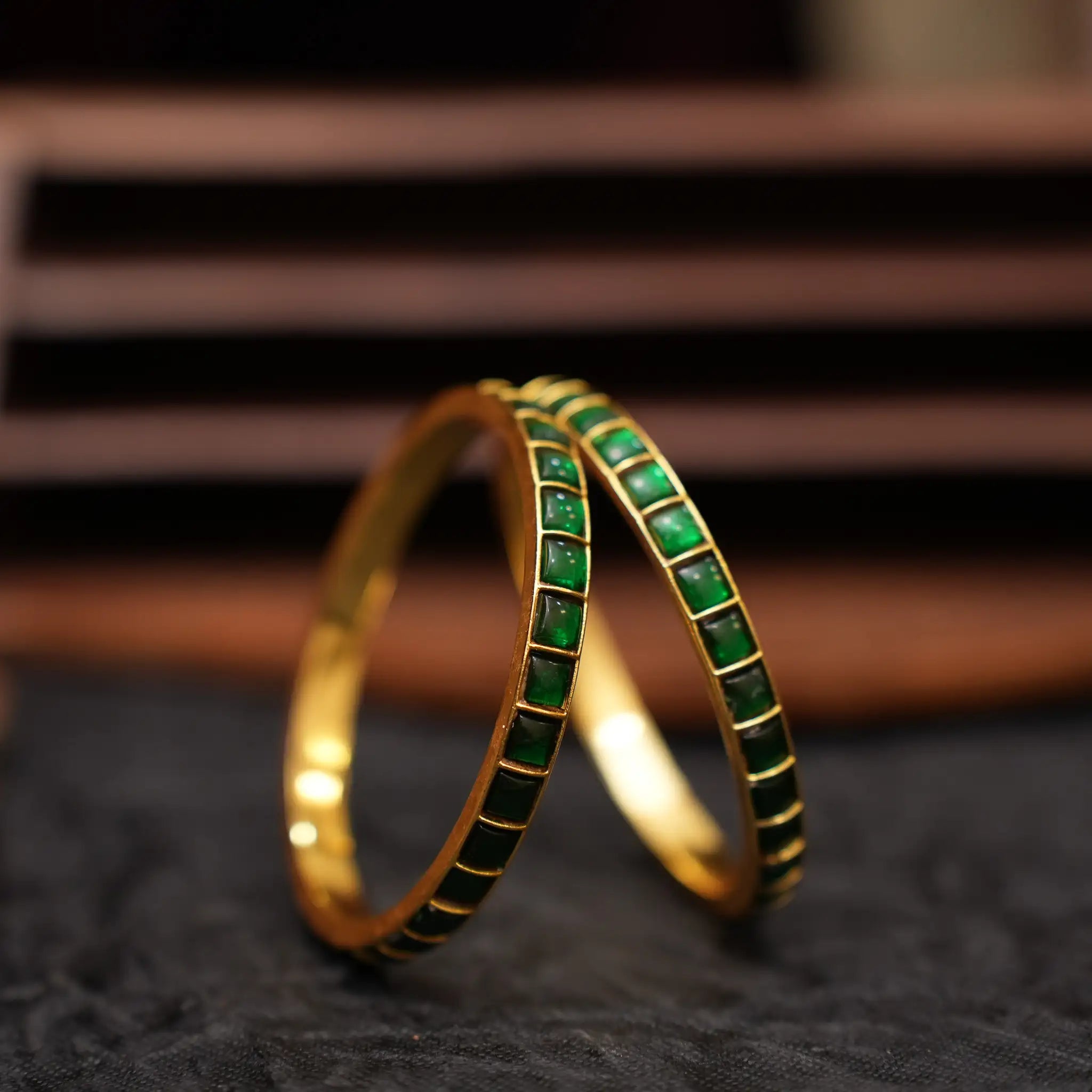 Rekha Polki Bangles - Green