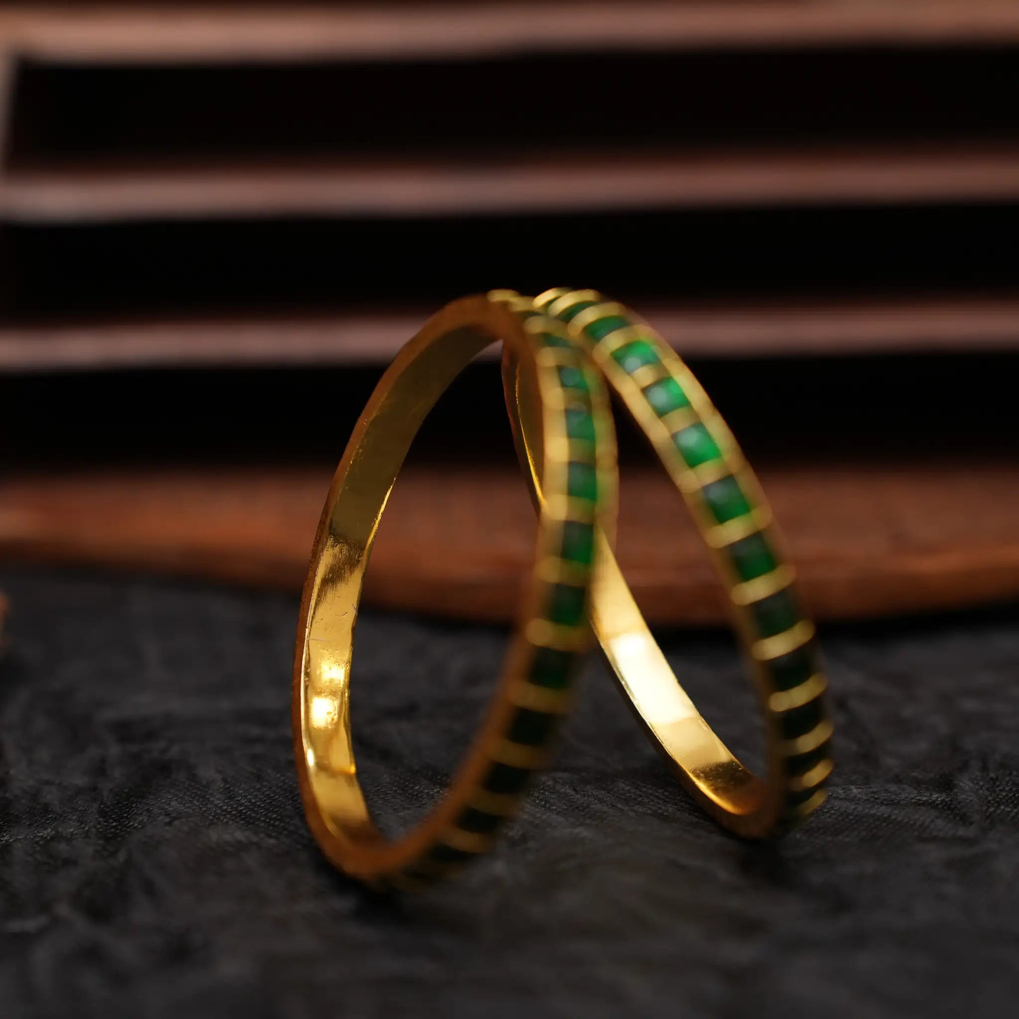 Rekha Polki Bangles - Green