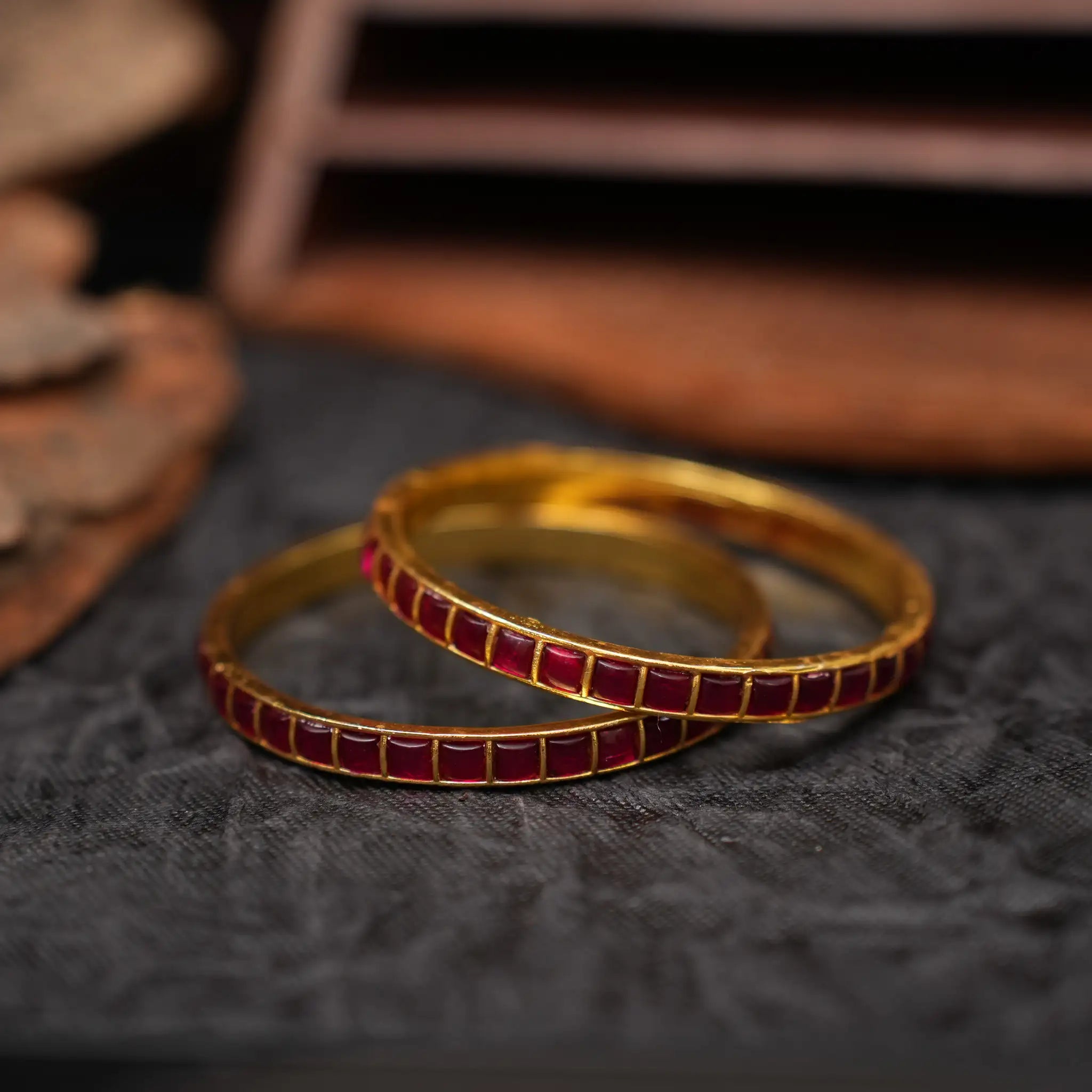 Rekha Polki Bangles - Reddish Pink
