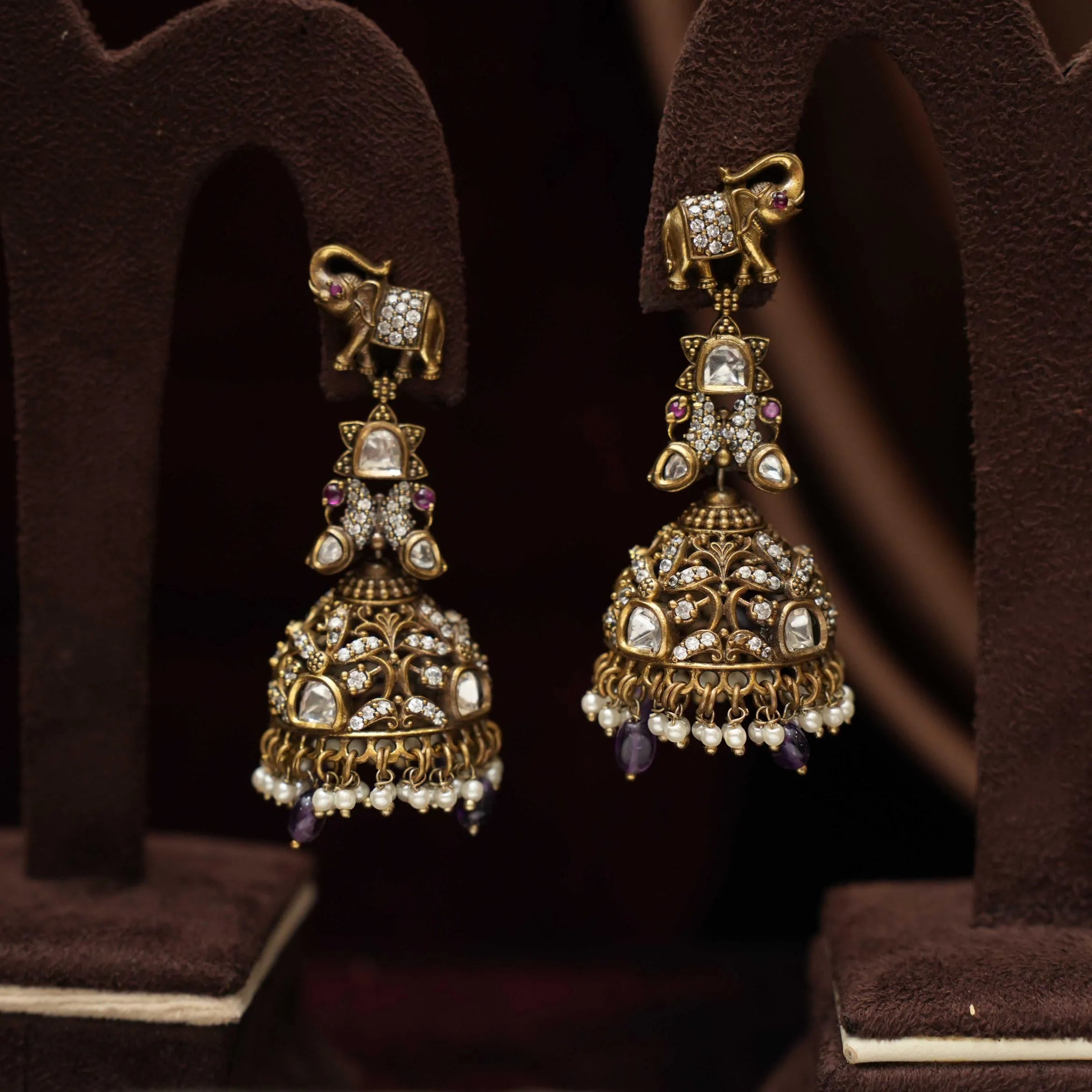 Reva Victorian Polki Jhumka Earrings