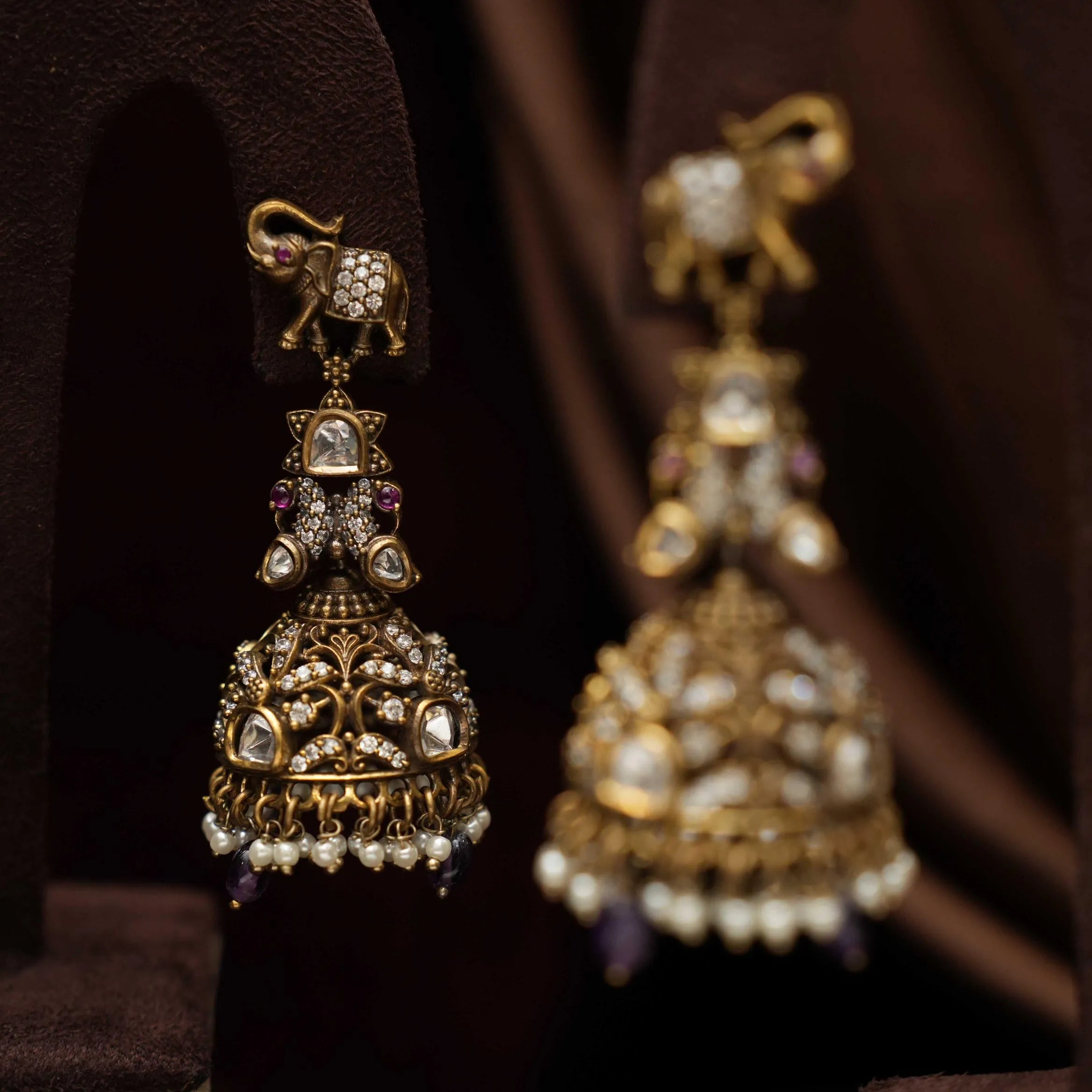 Reva Victorian Polki Jhumka Earrings