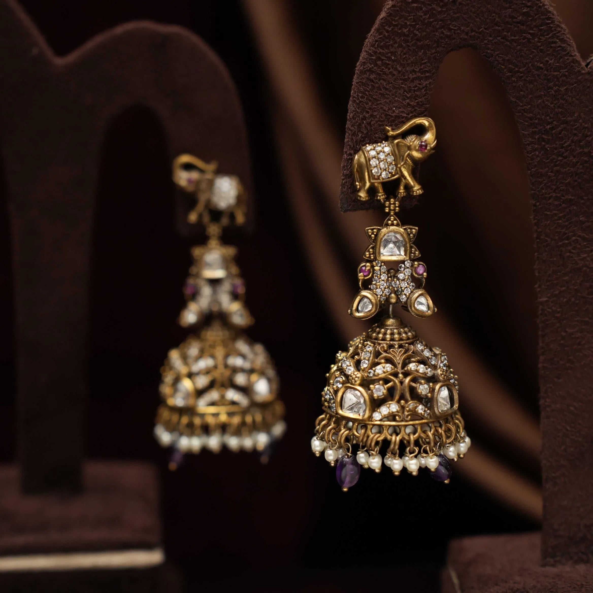 Reva Victorian Polki Jhumka Earrings
