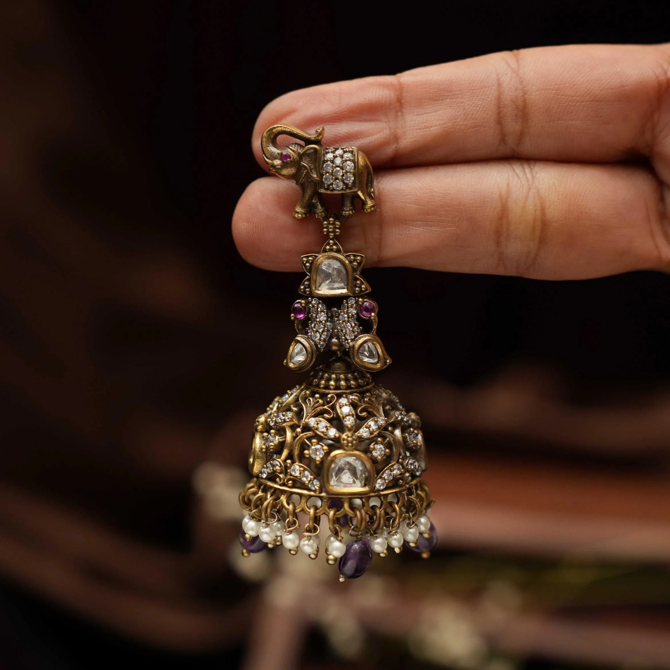 Reva Victorian Polki Jhumka Earrings