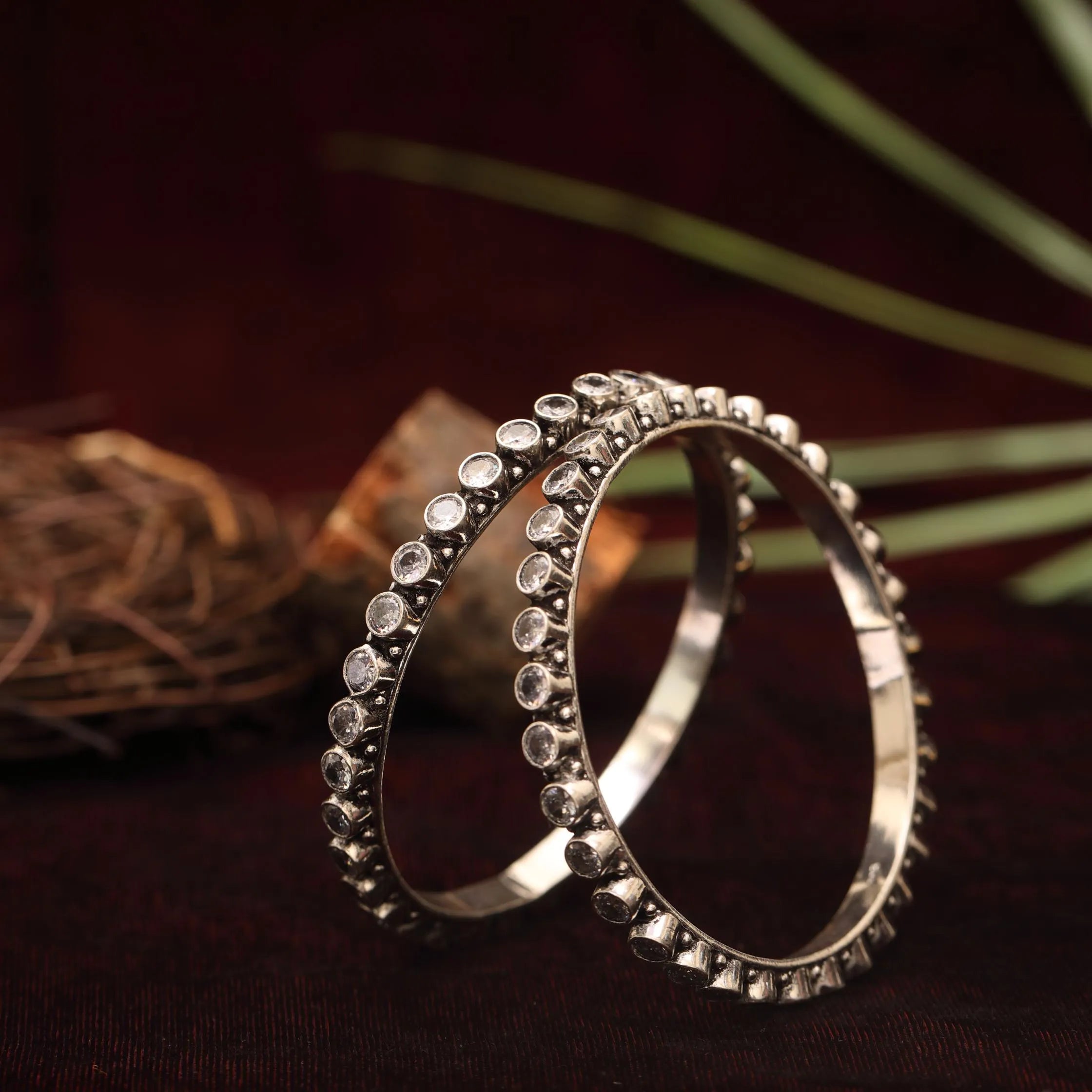 Rimi Silver Oxidised Bangle - Rimli Boutique