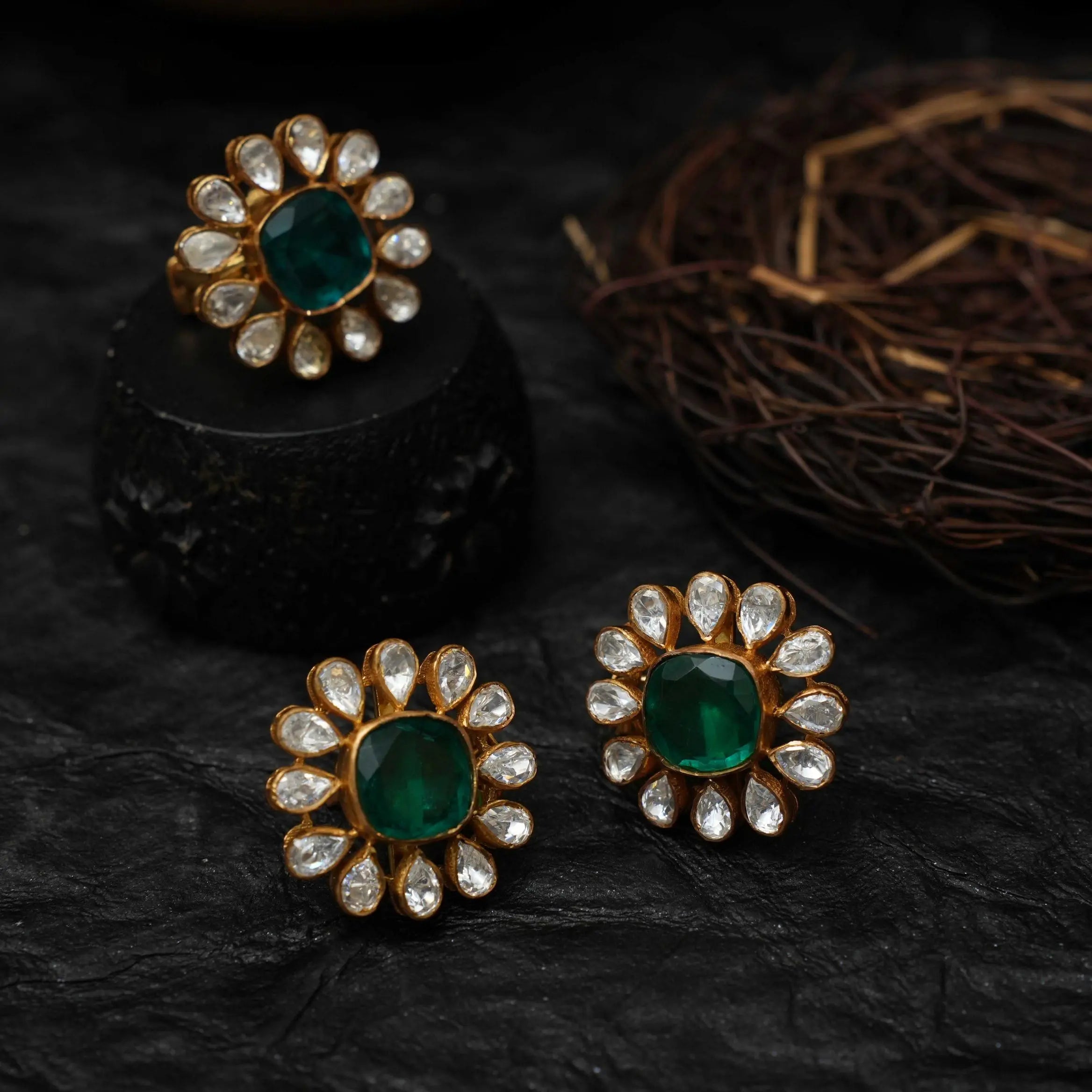 Risha Polki Ring & Earring