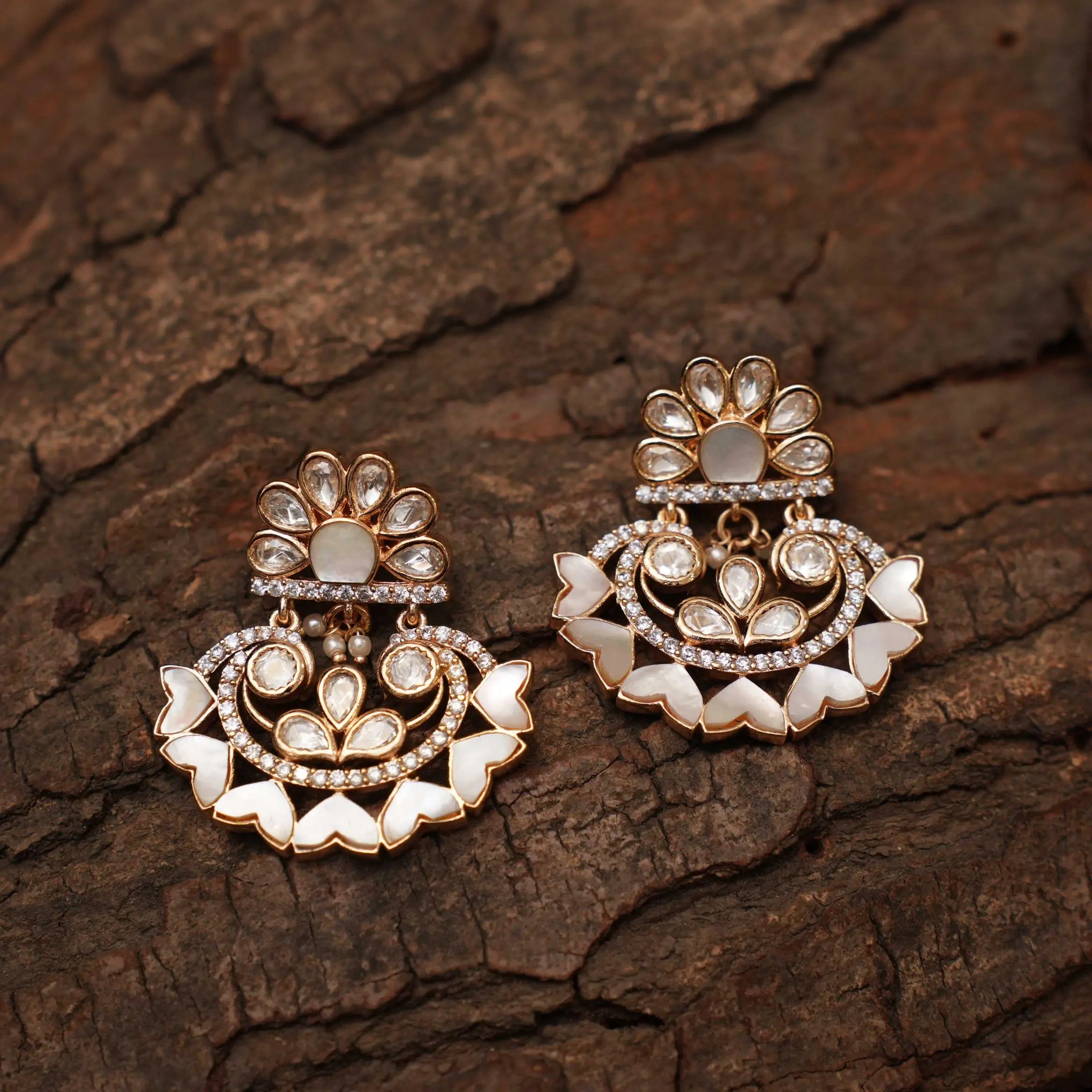Rithya Polki Earrings - White