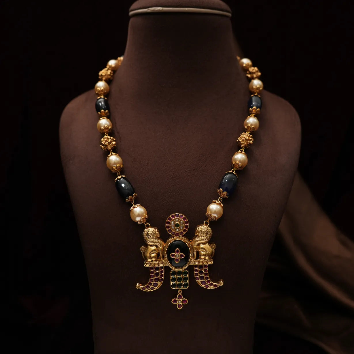 Riva Beaded Polki Necklace - Blue