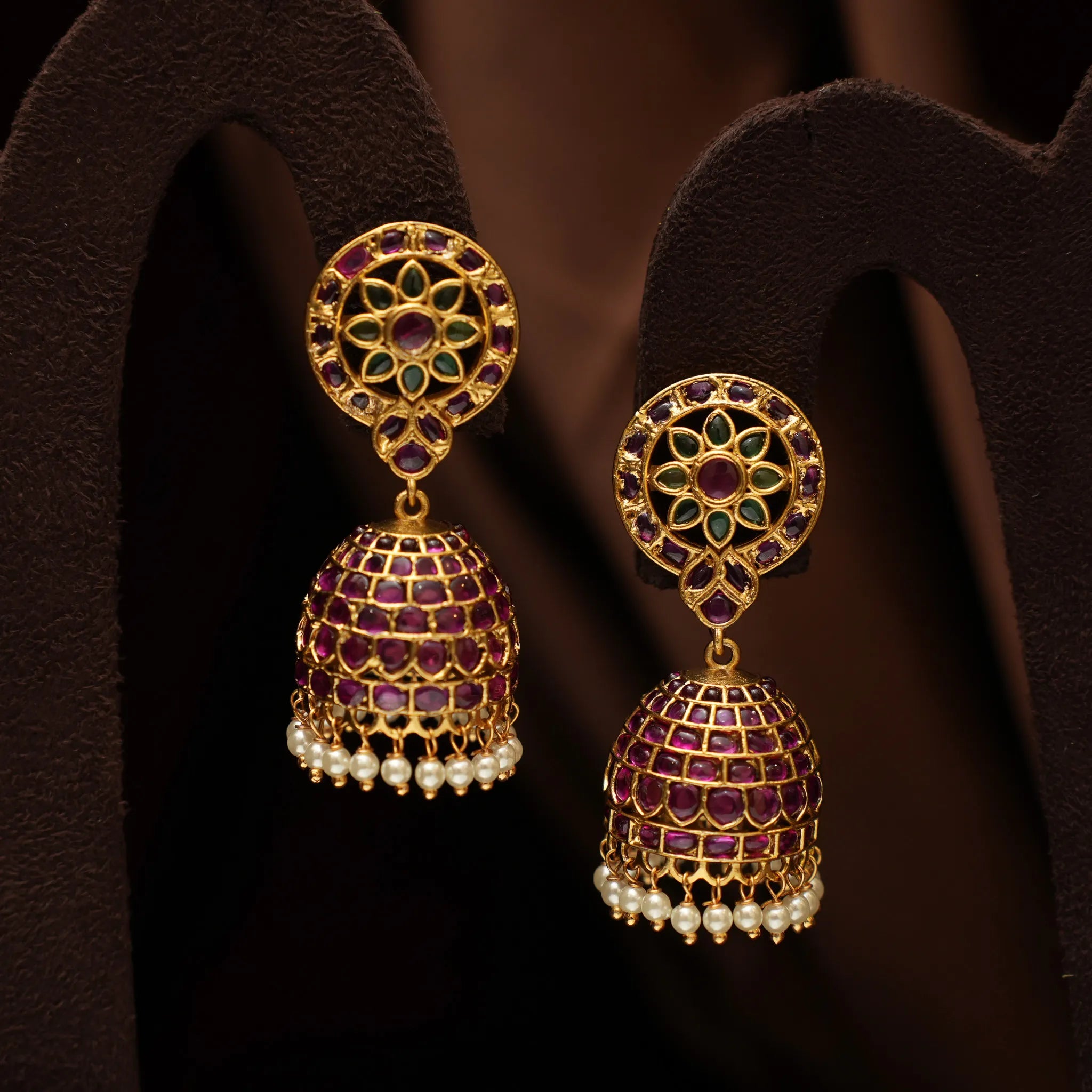 Rivya Antique Jhumka Earrings - Green