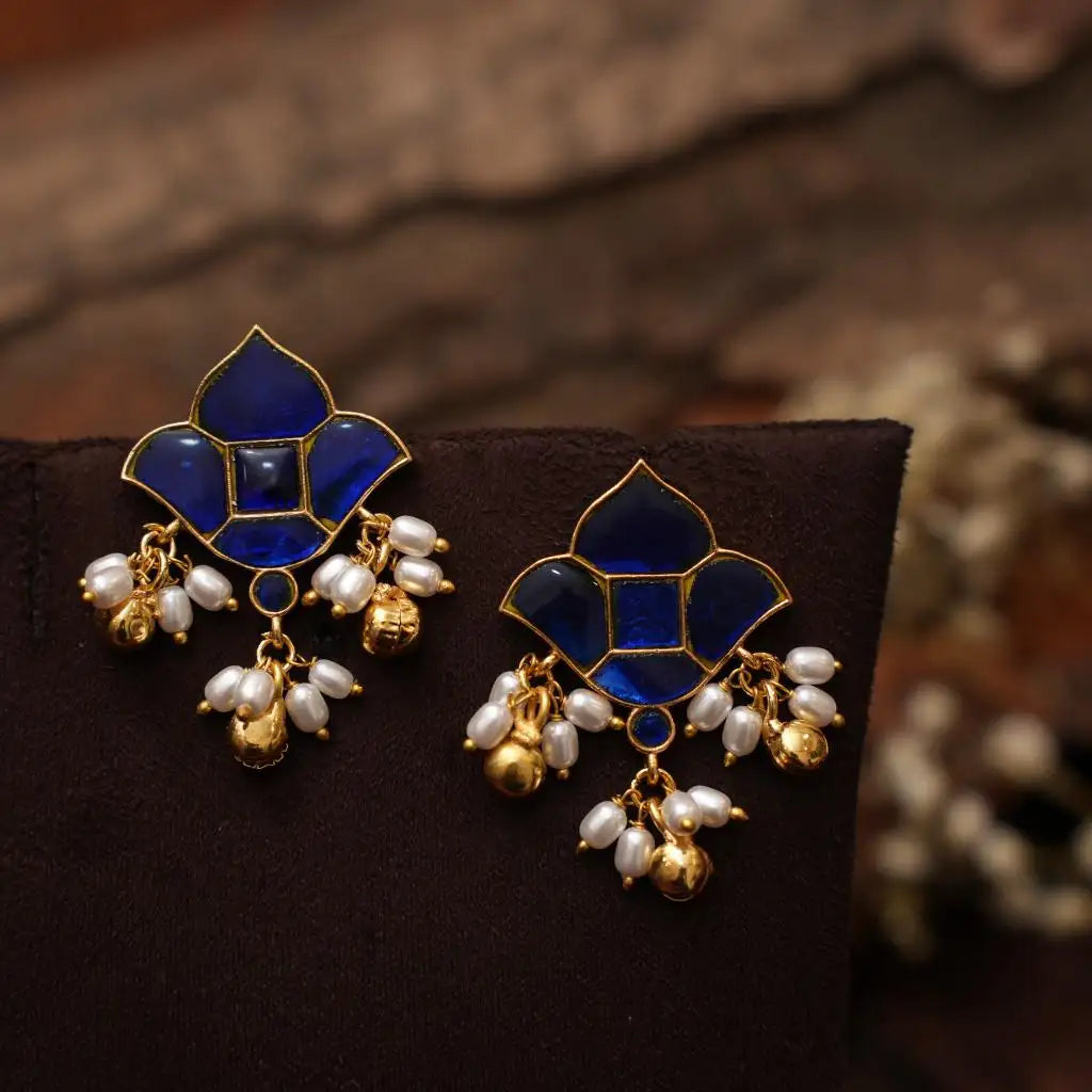 Rohati Polki Ear Stud - Blue