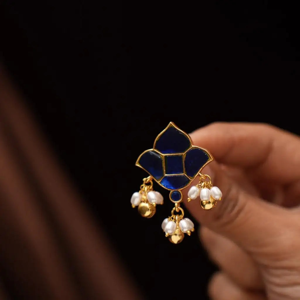 Rohati Polki Ear Stud - Blue